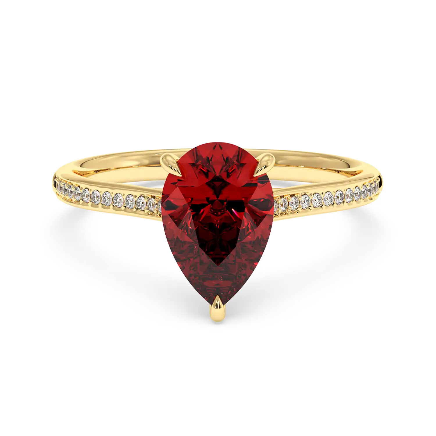 18K Yellow Gold Poppy Pave Engagement Ring