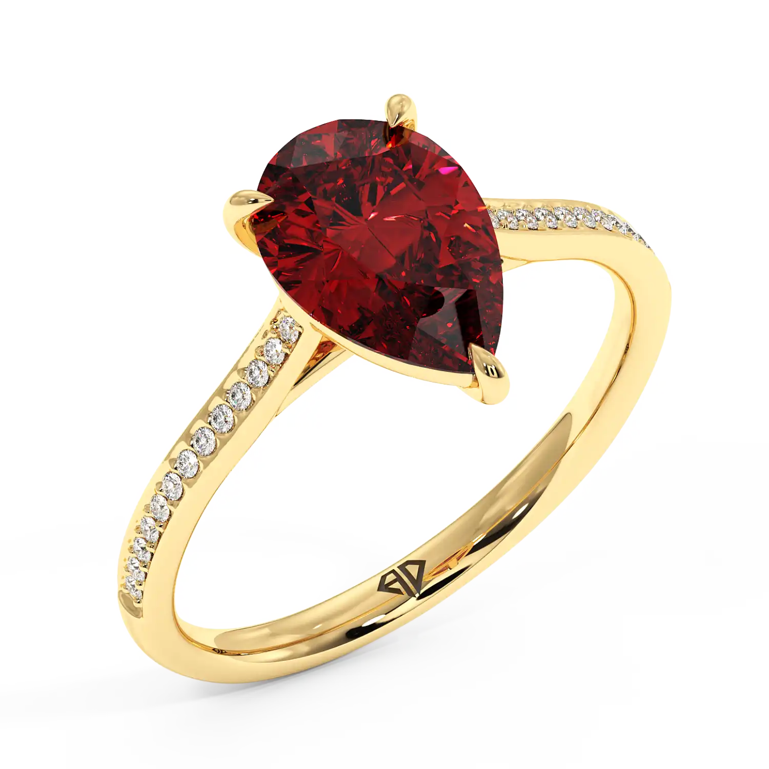 18K Yellow Gold Poppy Pave Engagement Ring