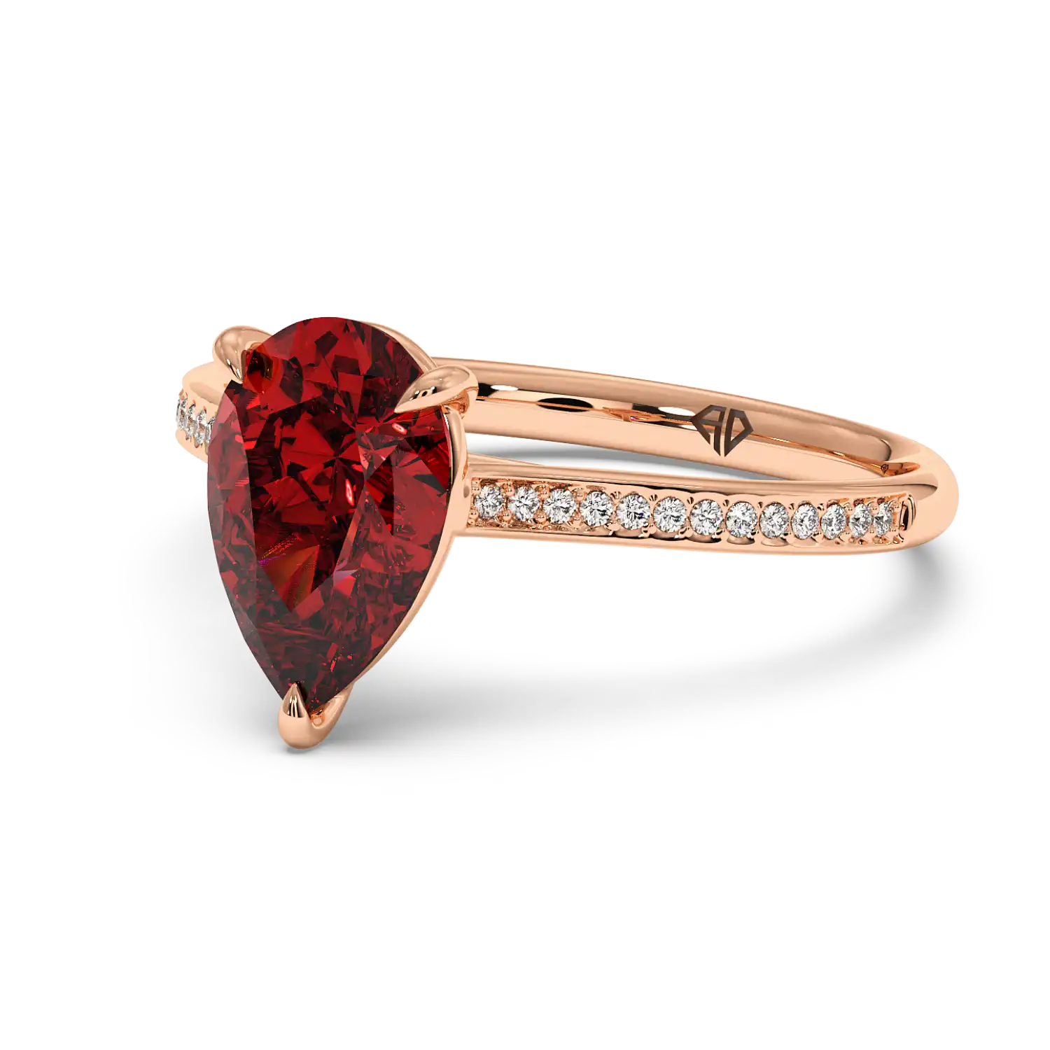18K Rose Gold Poppy Pave Engagement Ring