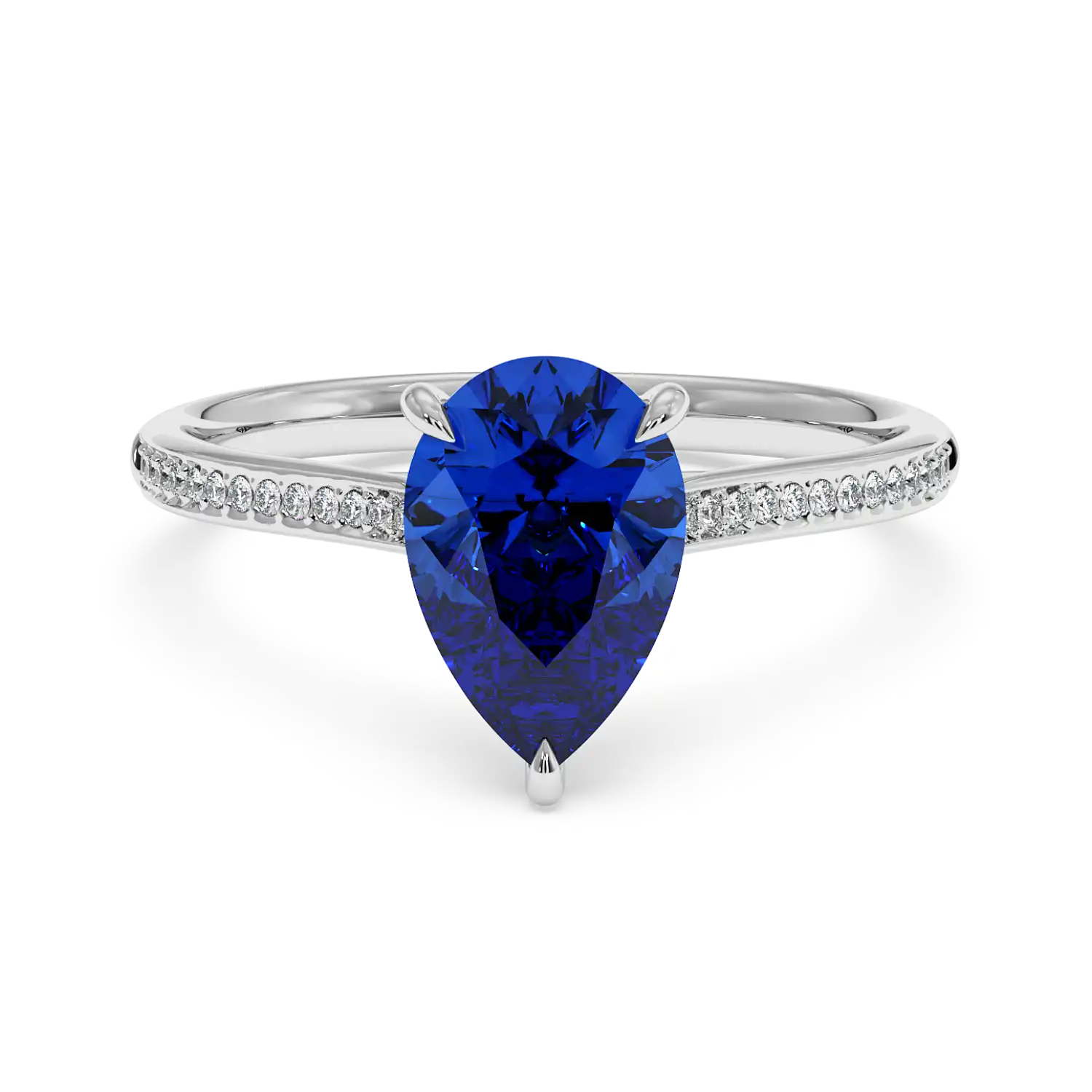 18K White Gold Poppy Pave Engagement Ring