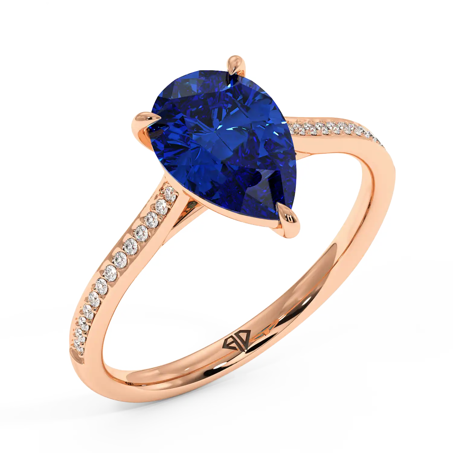 18K Rose Gold Poppy Pave Engagement Ring