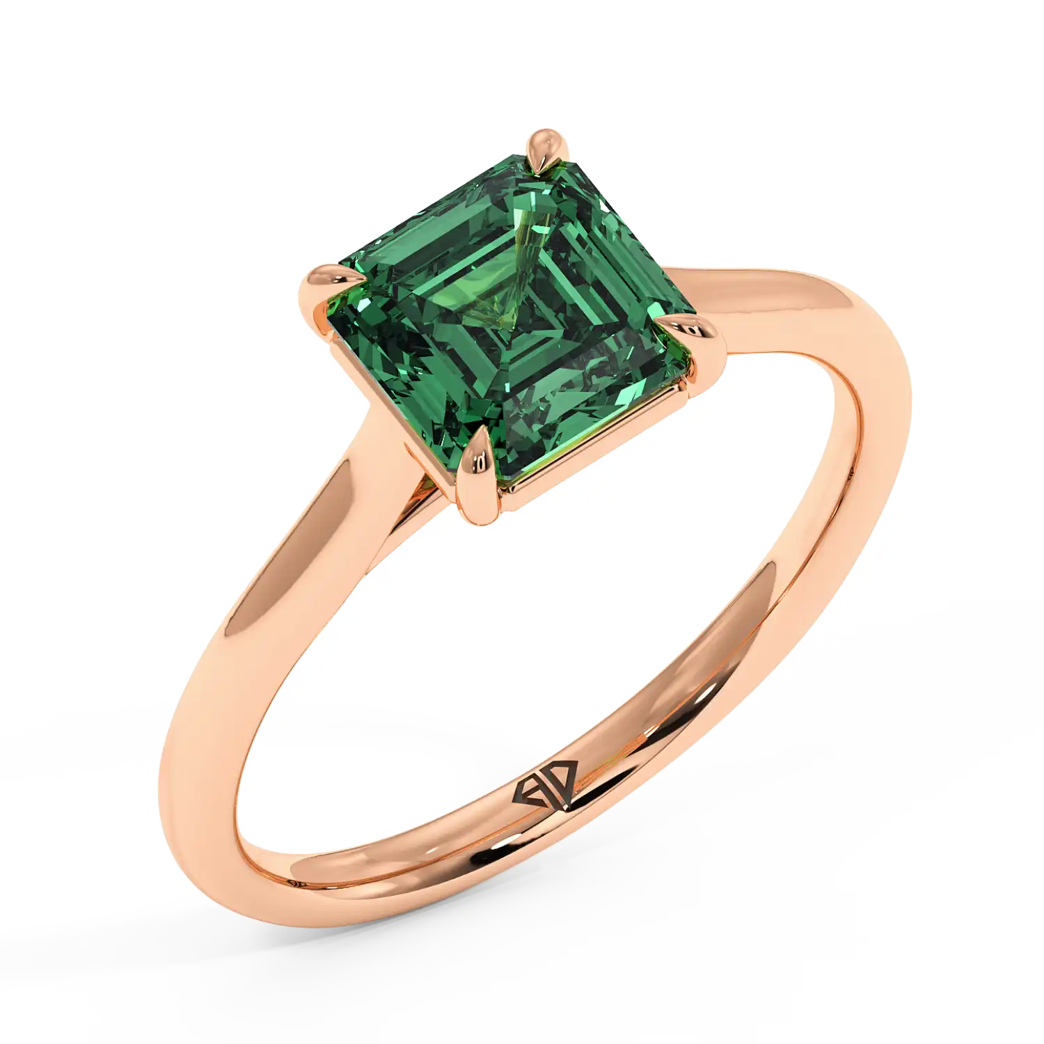 18K Rose Gold Poppy Plain Shank Engagement Ring