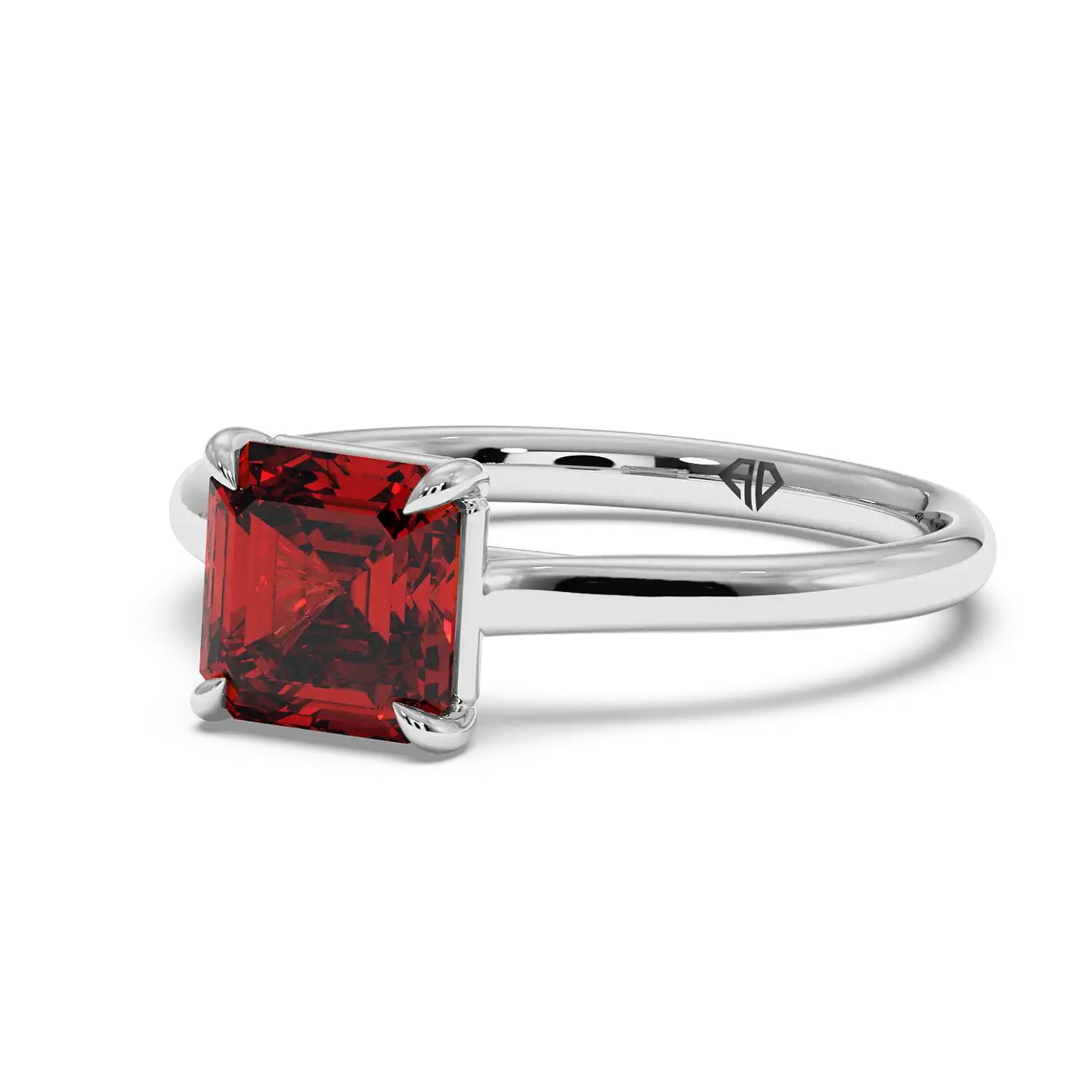 18K White Gold Poppy Plain Shank Engagement Ring