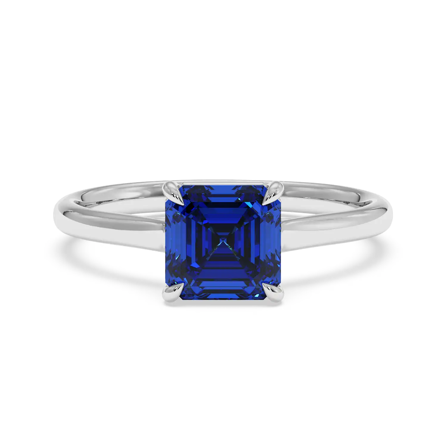 18K White Gold Poppy Plain Shank Engagement Ring