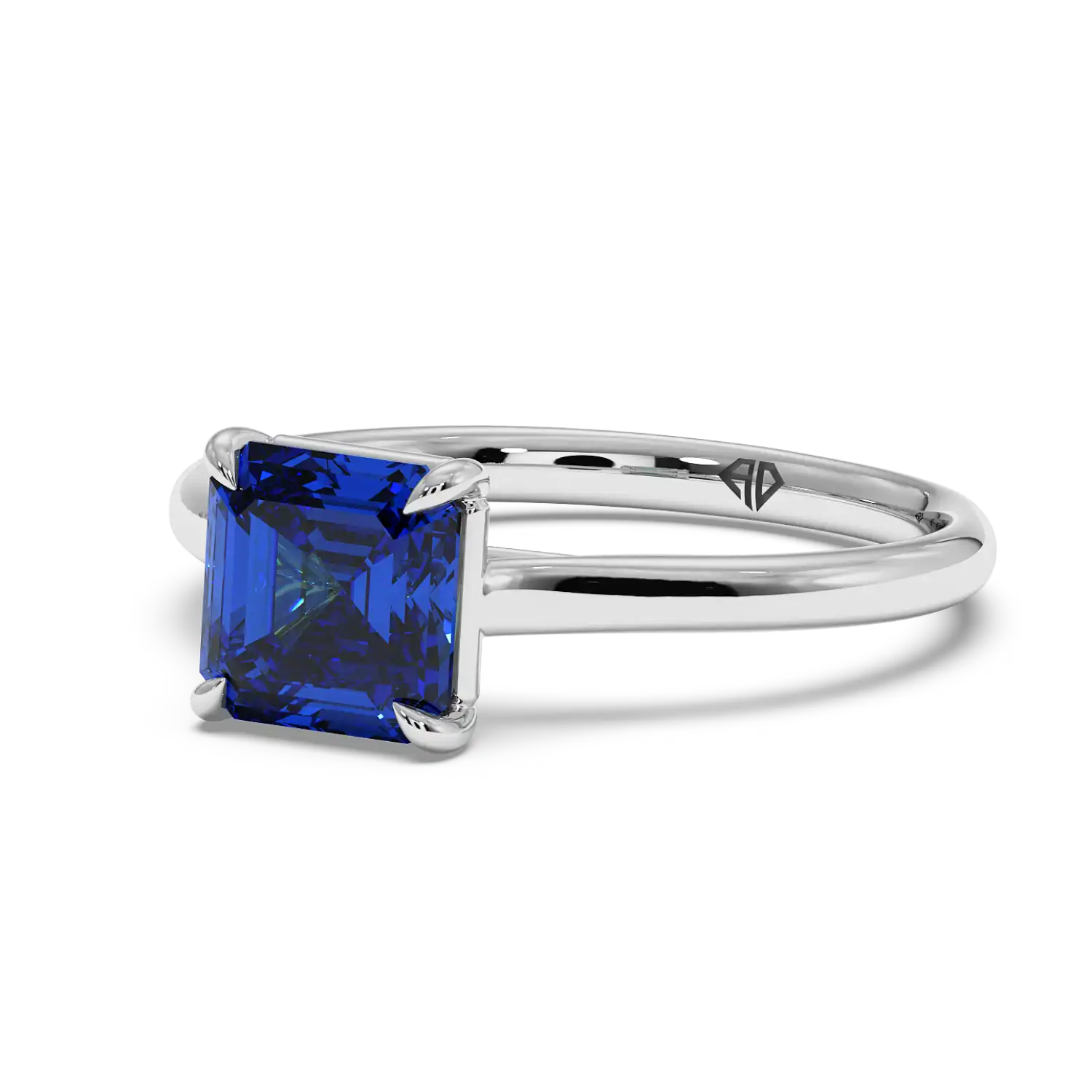 18K White Gold Poppy Plain Shank Engagement Ring