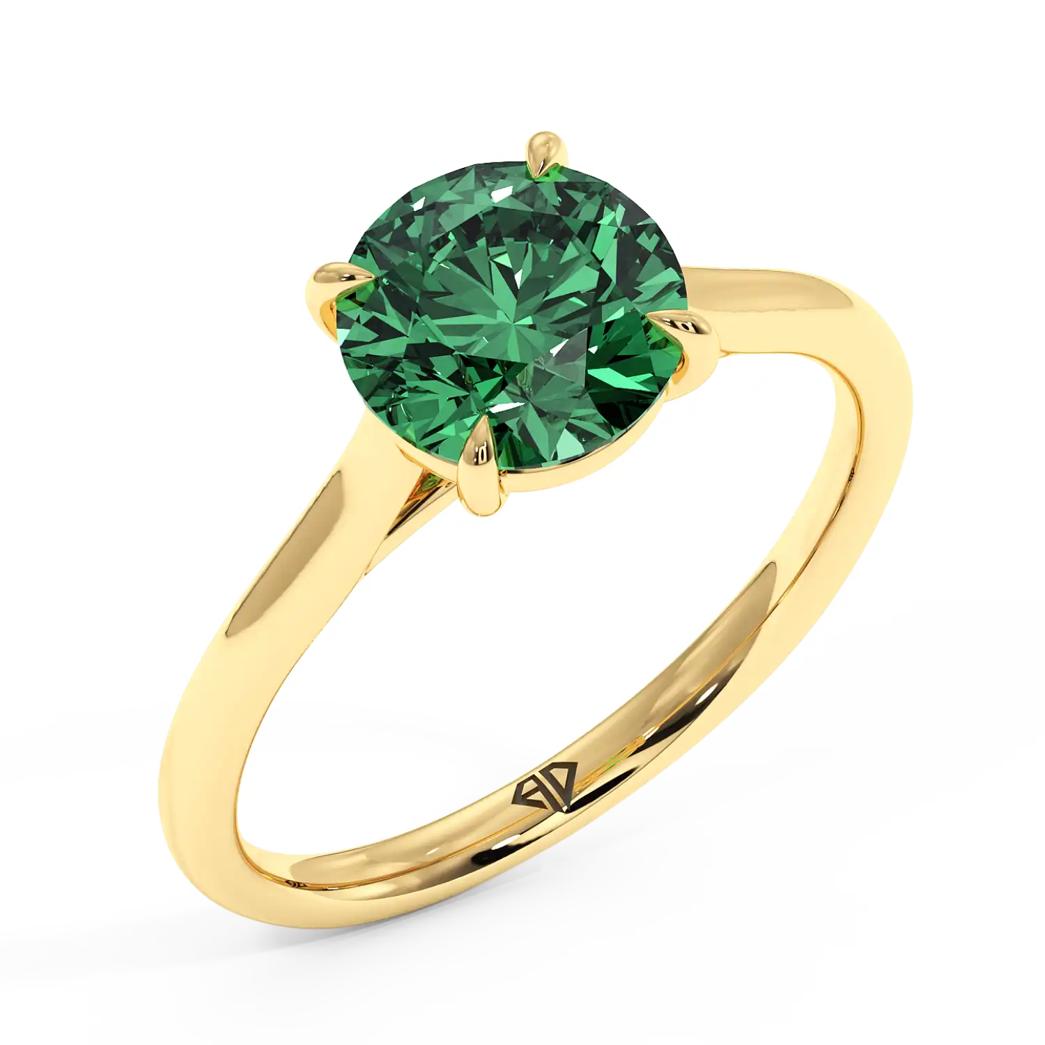 18K Yellow Gold Poppy Plain Shank Engagement Ring