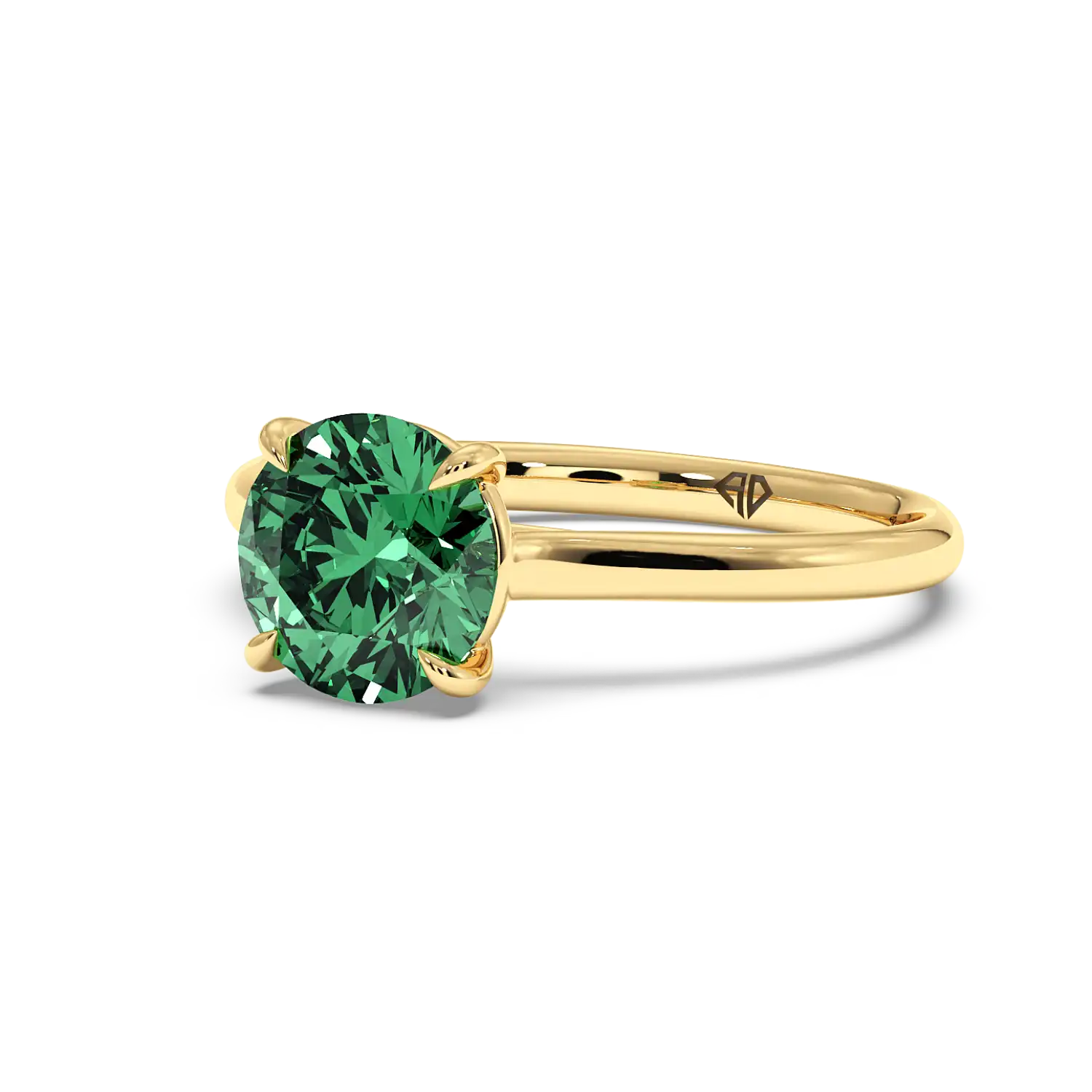18K Yellow Gold Poppy Plain Shank Engagement Ring