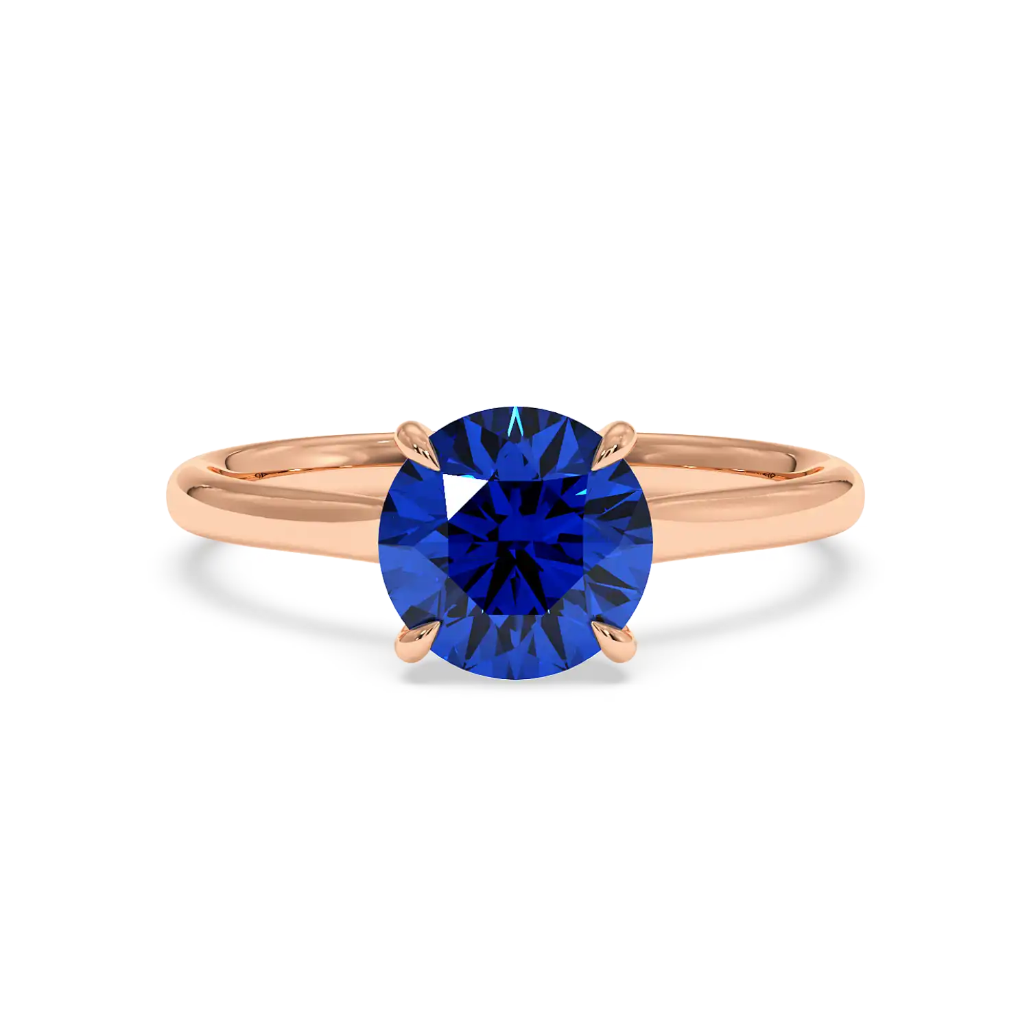 18K White Gold Poppy Plain Shank Blue Sapphire Engagement Ring