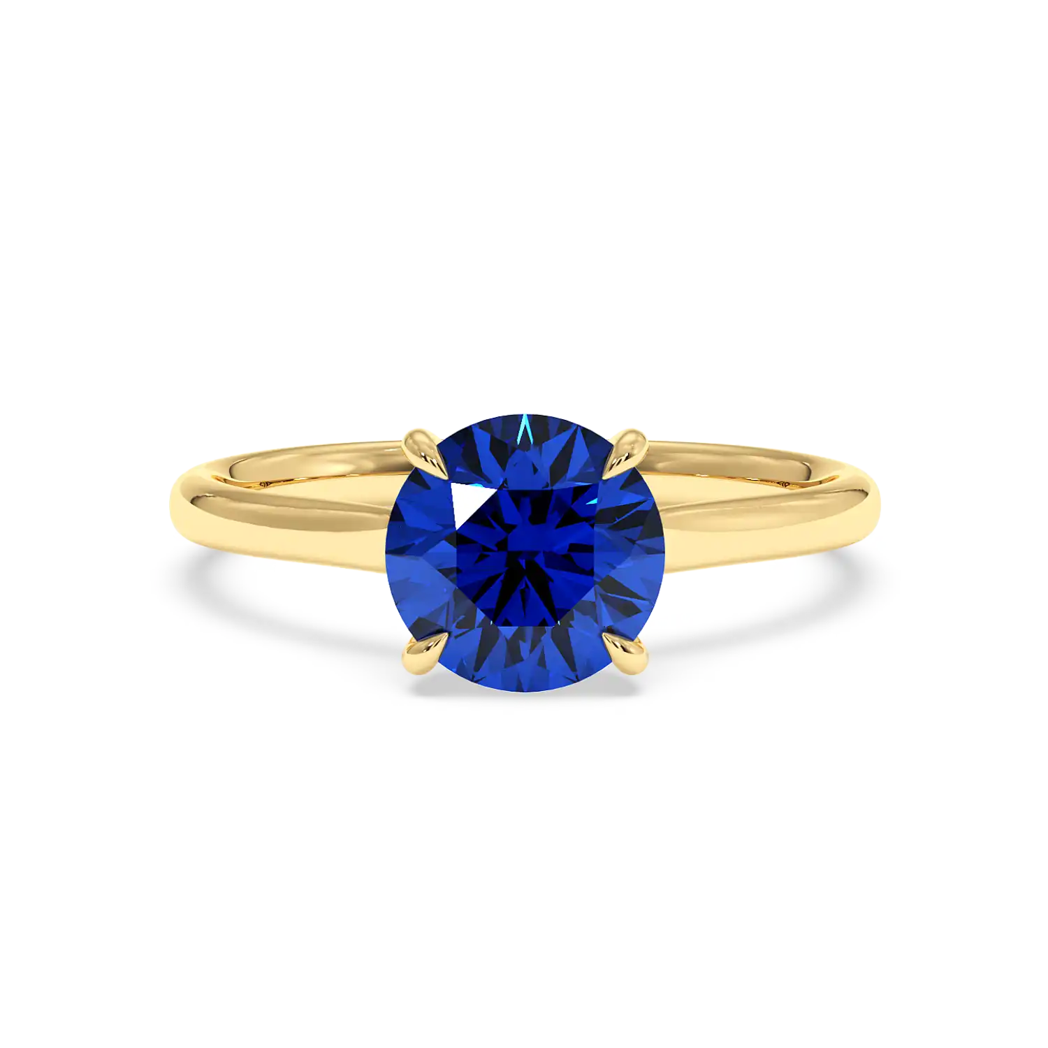 18K White Gold Poppy Plain Shank Blue Sapphire Engagement Ring