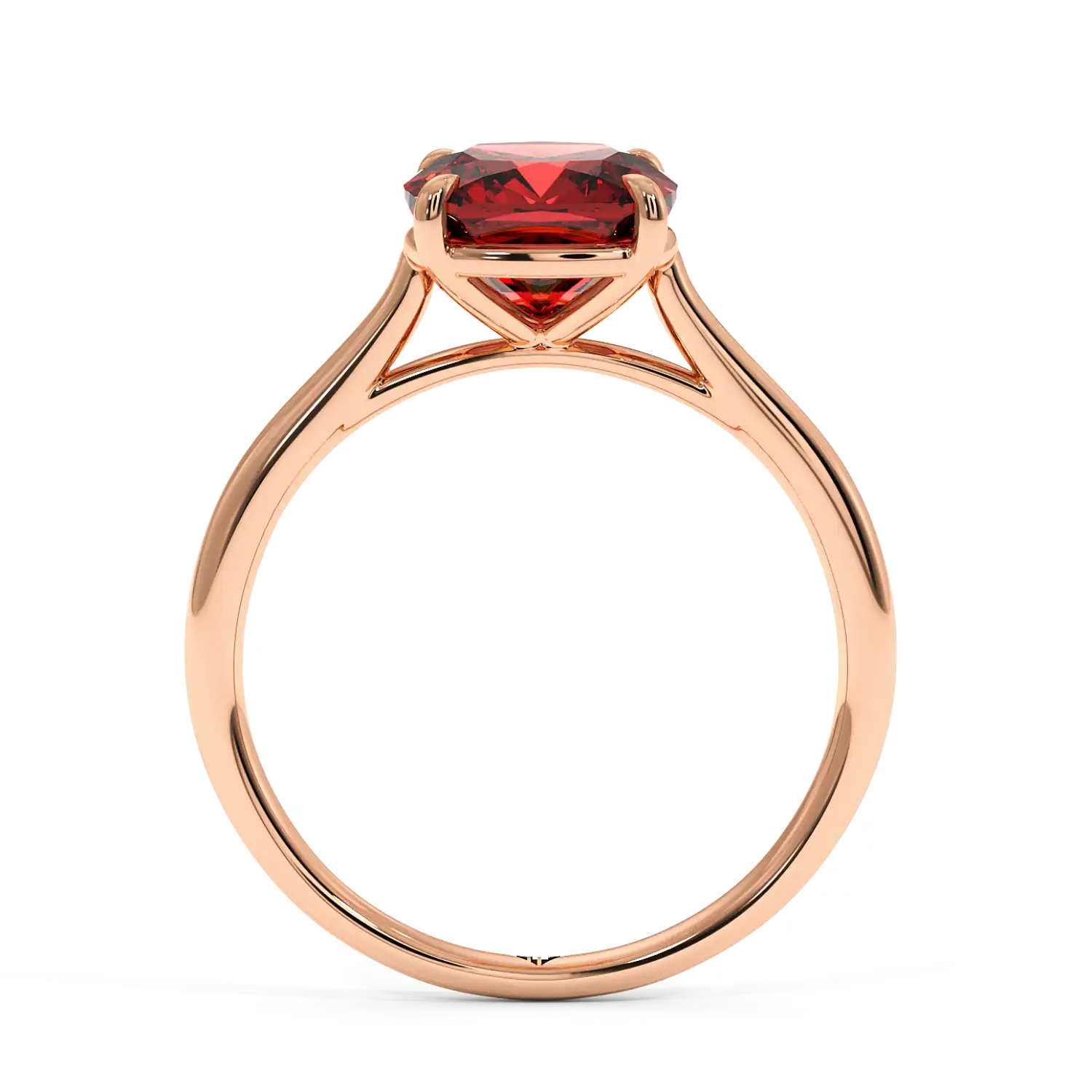 18K Rose Gold Poppy Plain Shank Engagement Ring