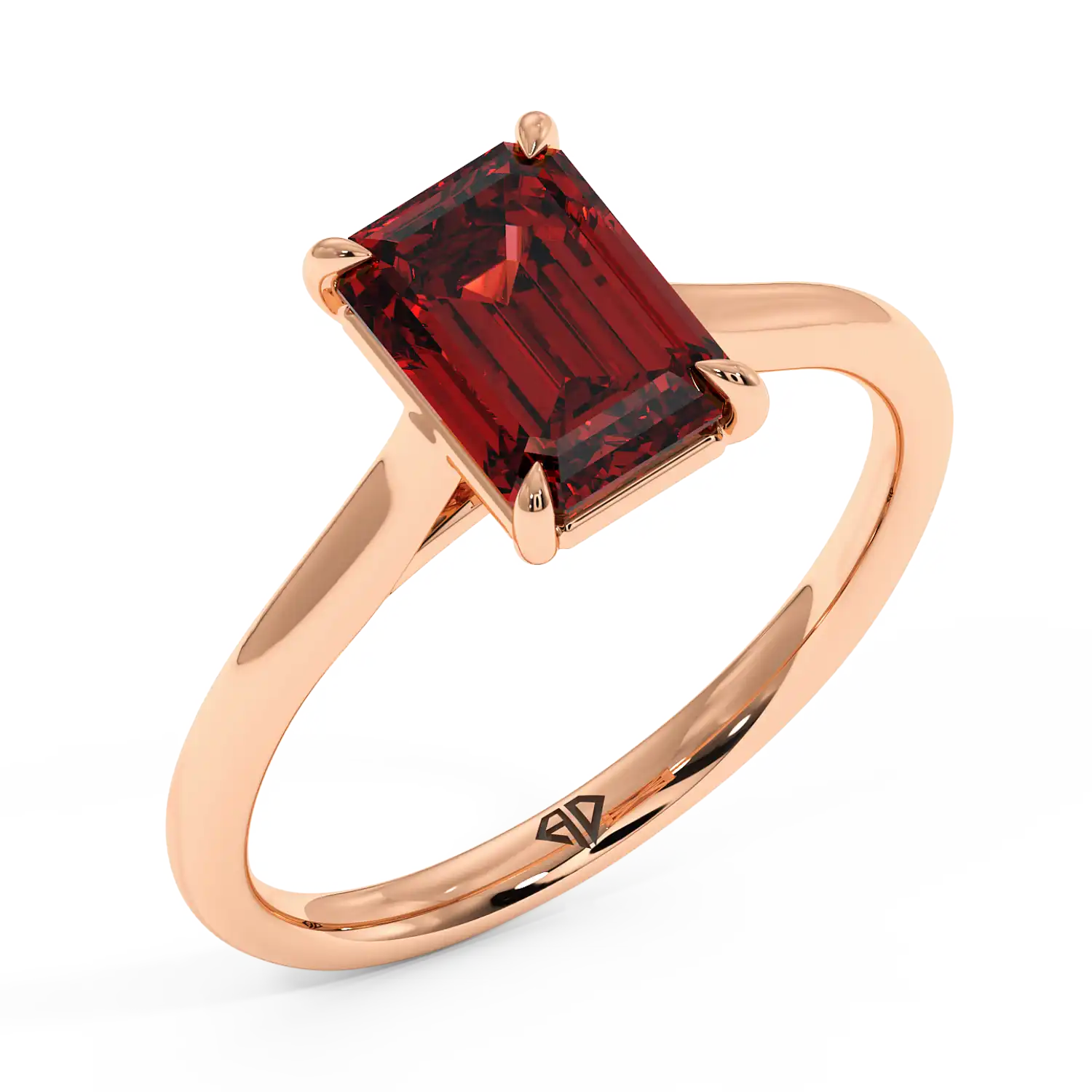 18K Rose Gold Poppy Plain Shank Engagement Ring