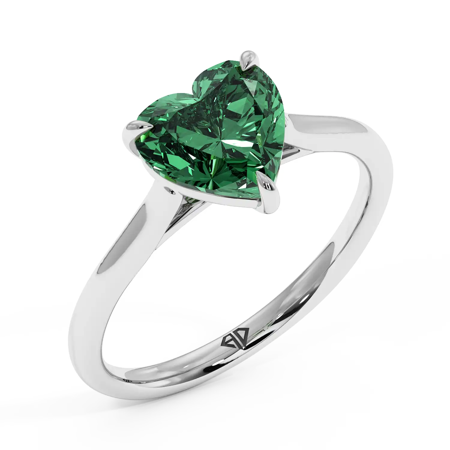 18K White Gold Poppy Plain Shank Engagement Ring