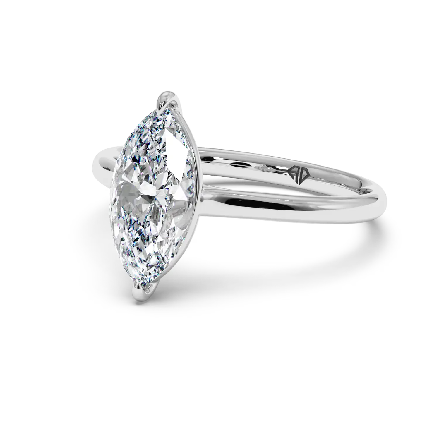 18K White Gold Poppy Plain Shank Engagement Ring