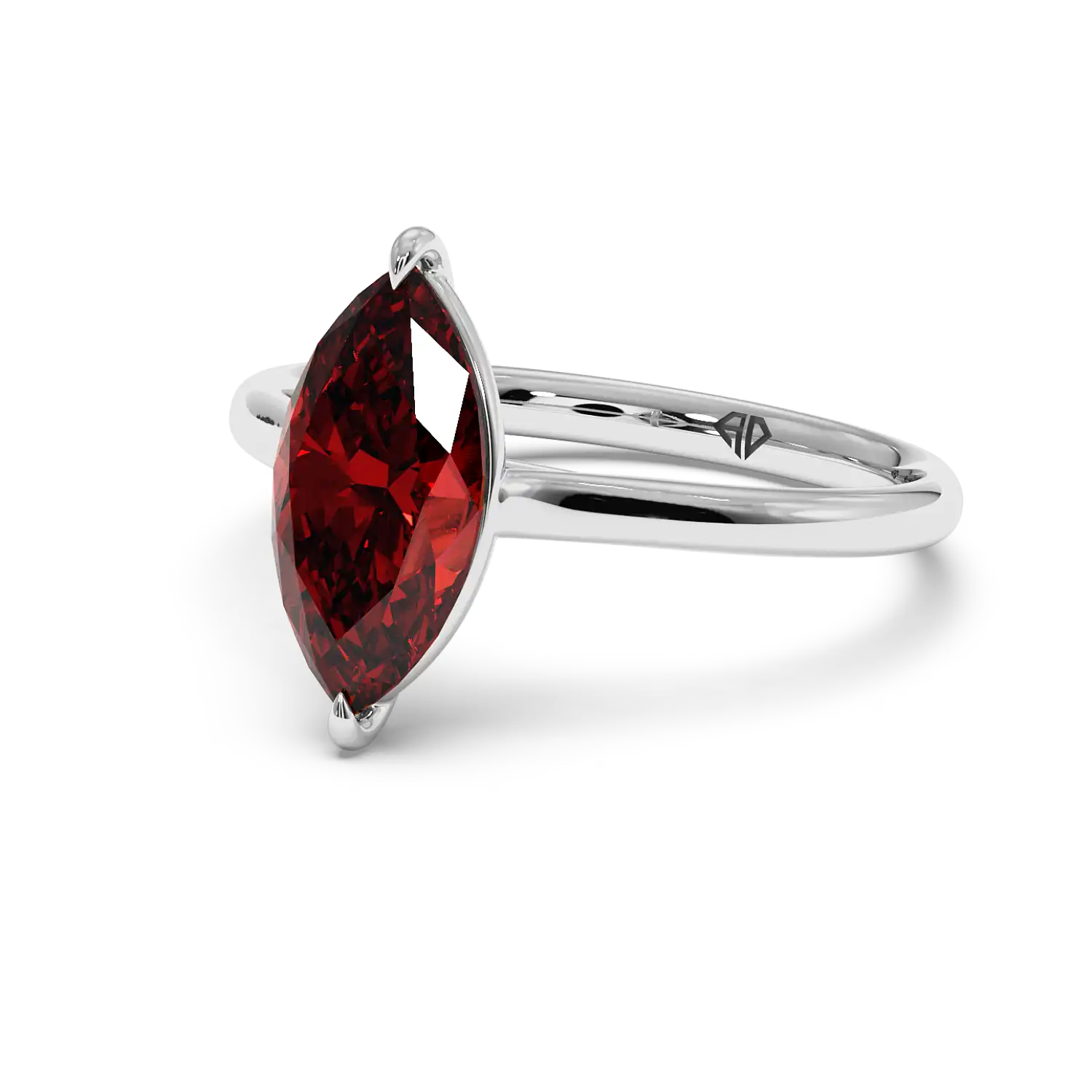 18K White Gold Poppy Plain Shank Engagement Ring