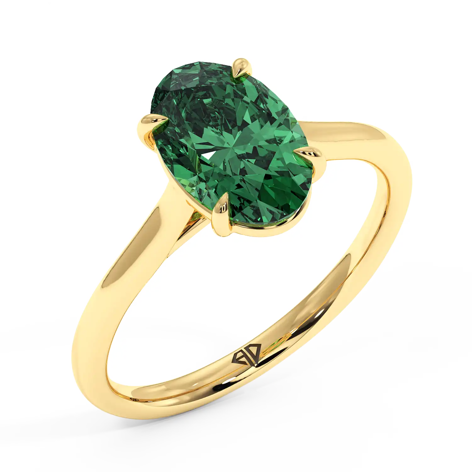 18K Yellow Gold Poppy Plain Shank Engagement Ring