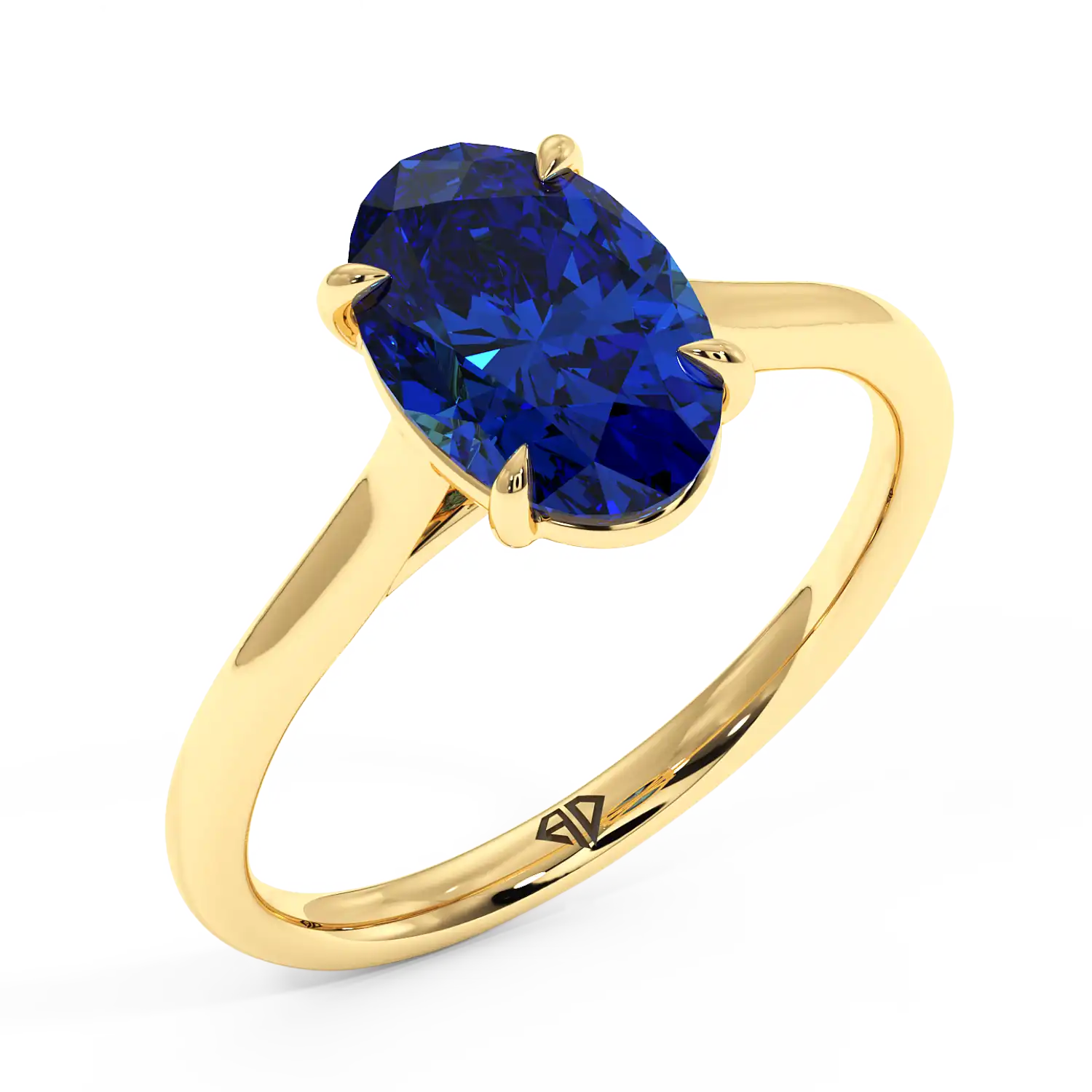 18K Yellow Gold Poppy Plain Shank Engagement Ring