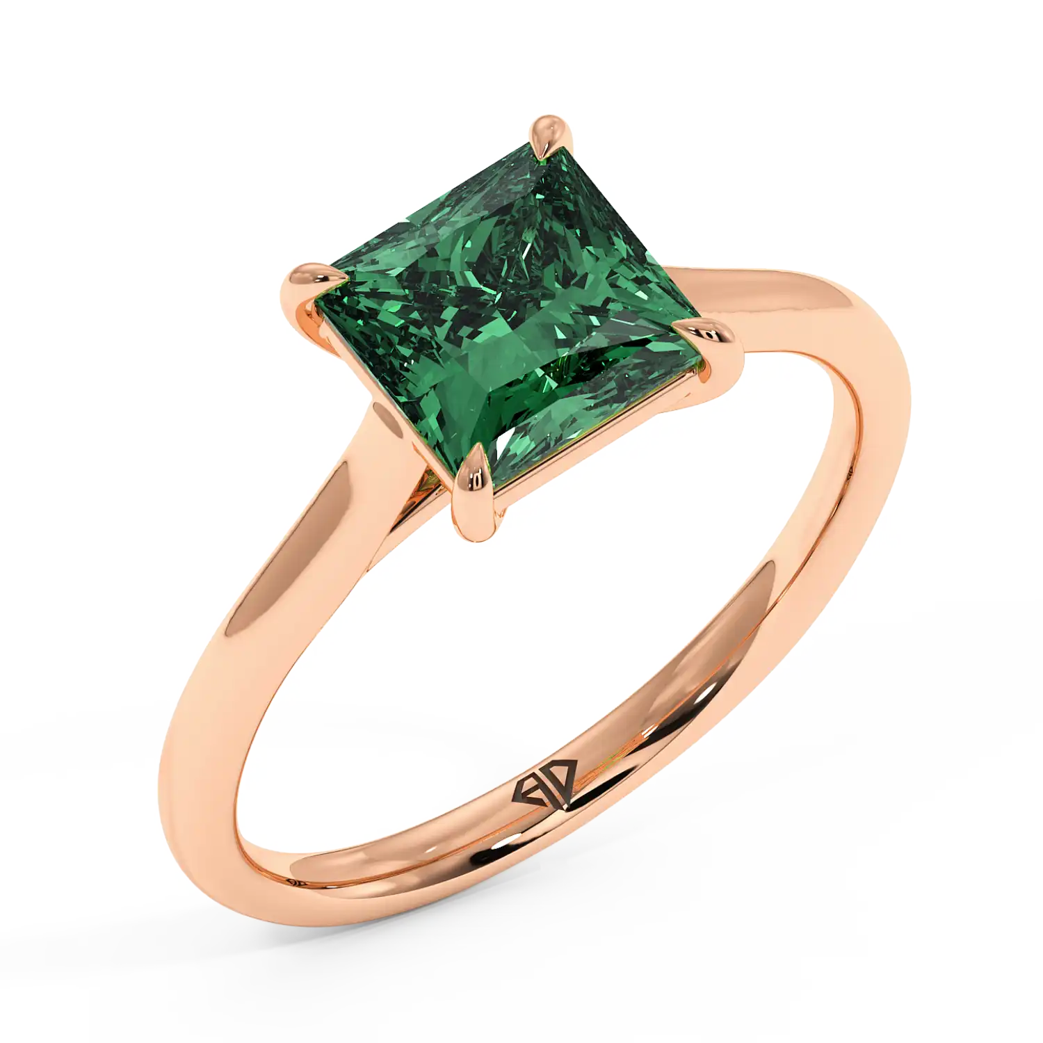 18K Rose Gold Poppy Plain Shank Engagement Ring