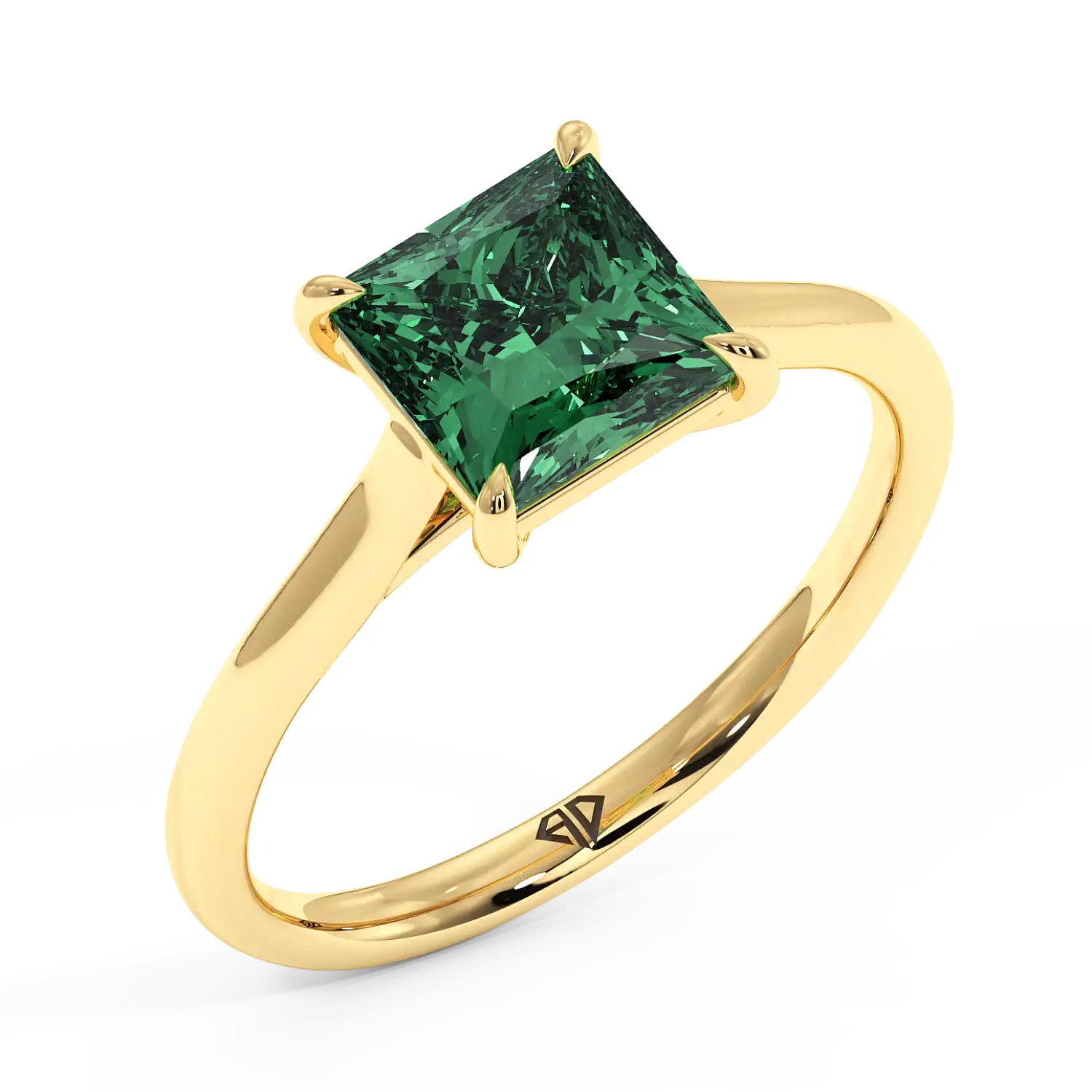 18K Yellow Gold Poppy Plain Shank Engagement Ring