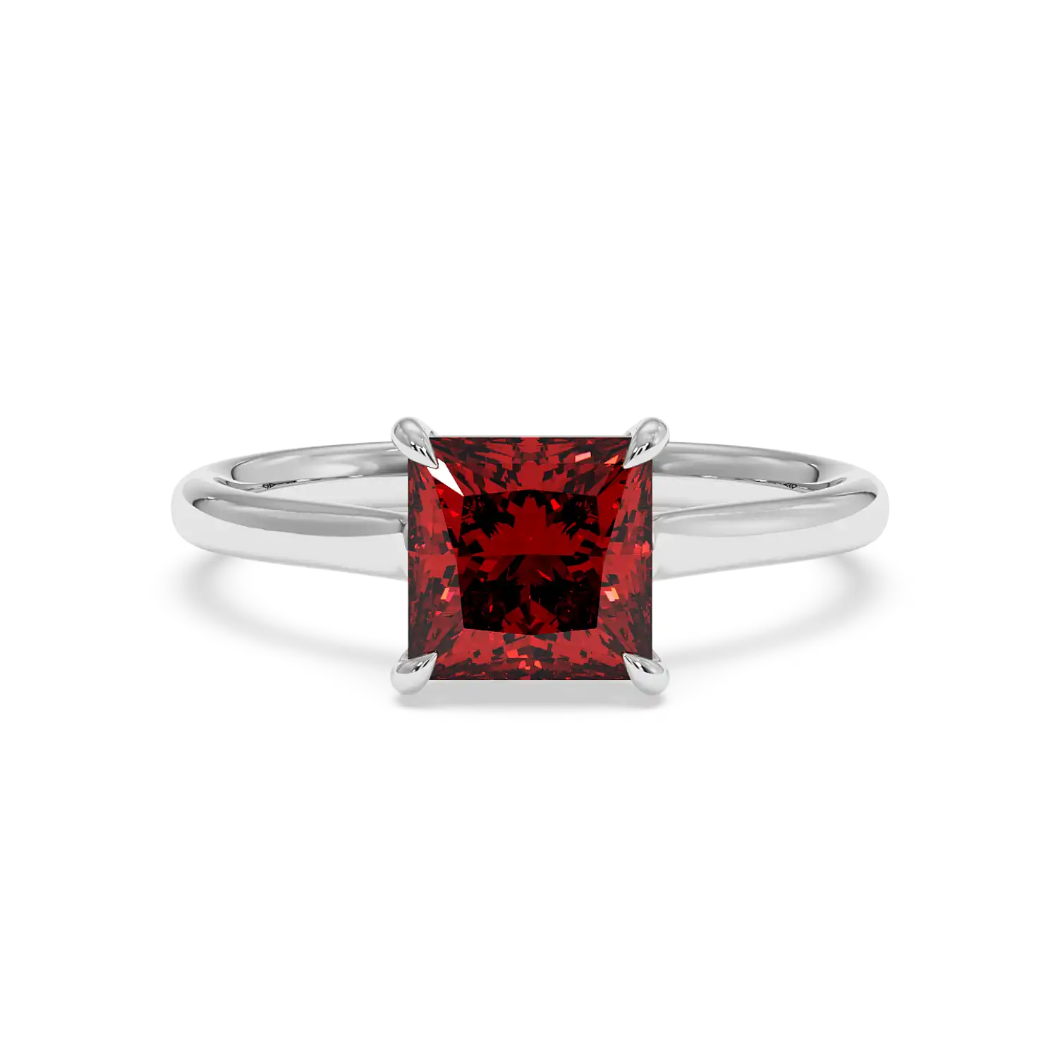 18K White Gold Poppy Plain Shank Engagement Ring