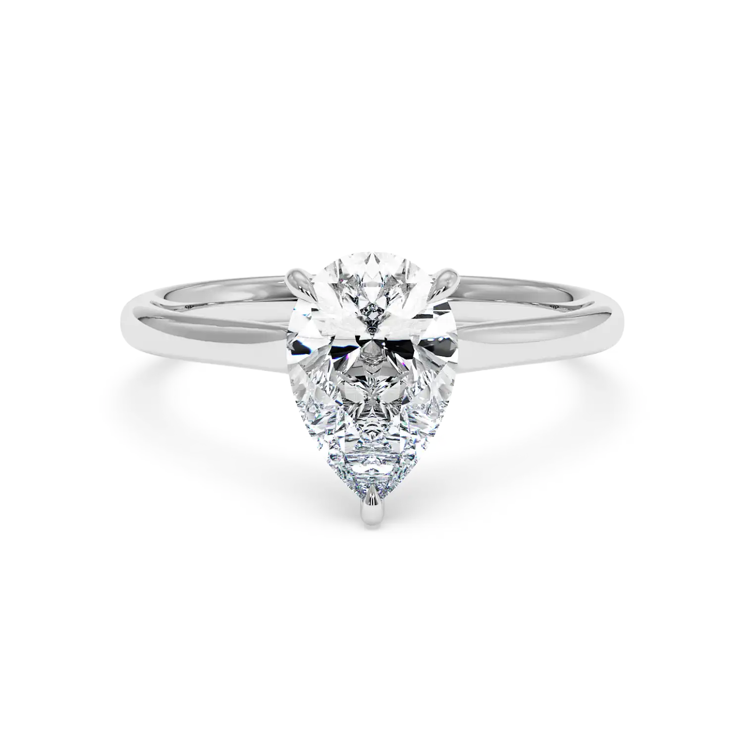 18K White Gold Poppy Plain Shank Engagement Ring