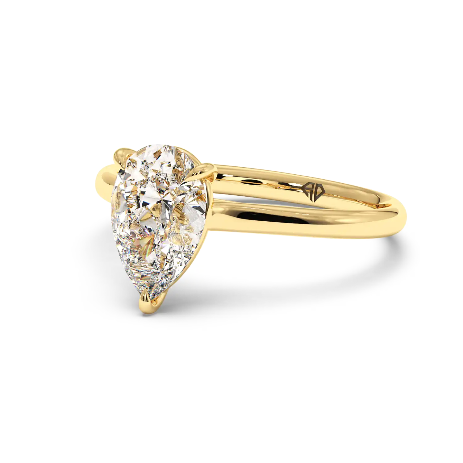 18K Yellow Gold Poppy Plain Shank Engagement Ring