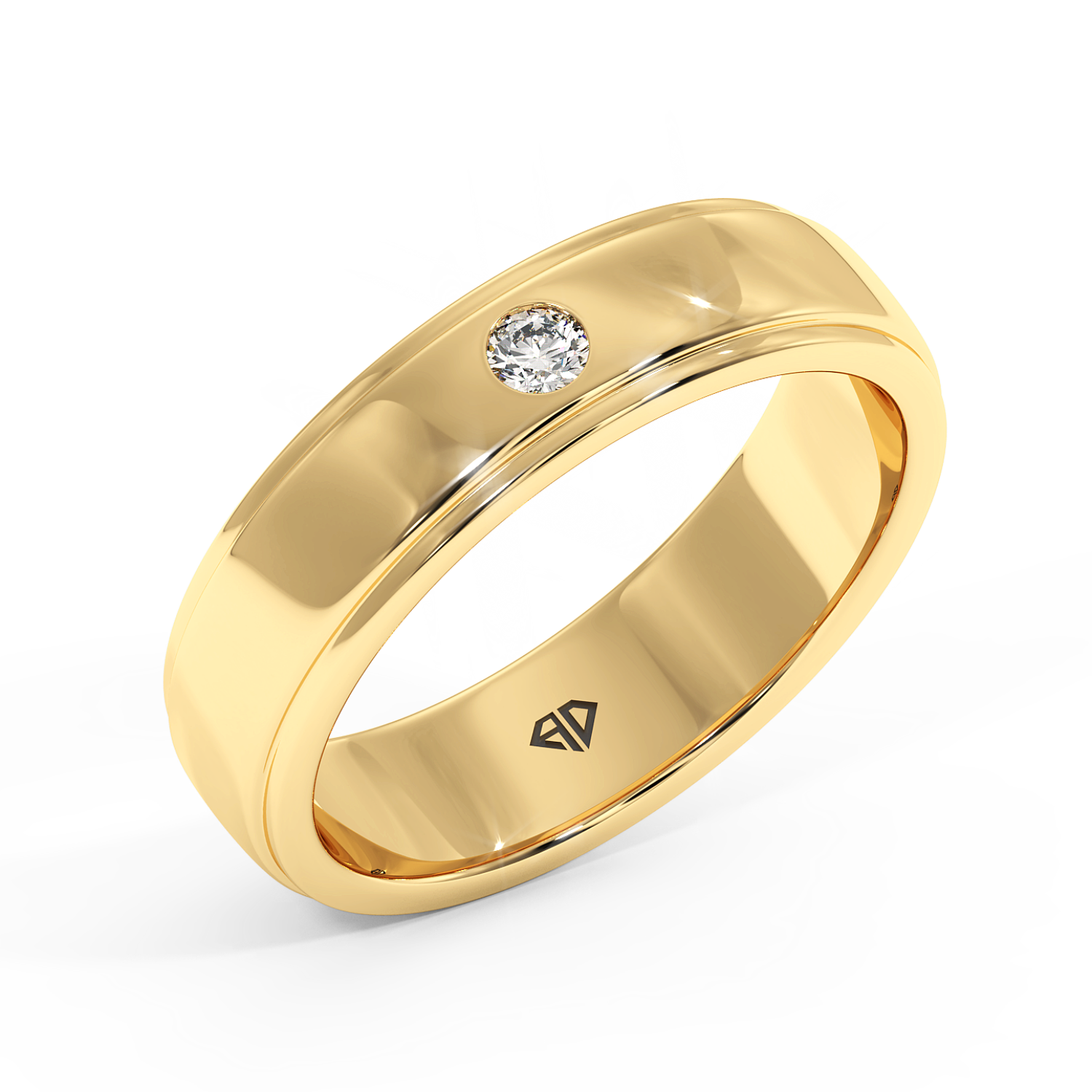 9K Yellow Gold Diamond Wedding Band for Him