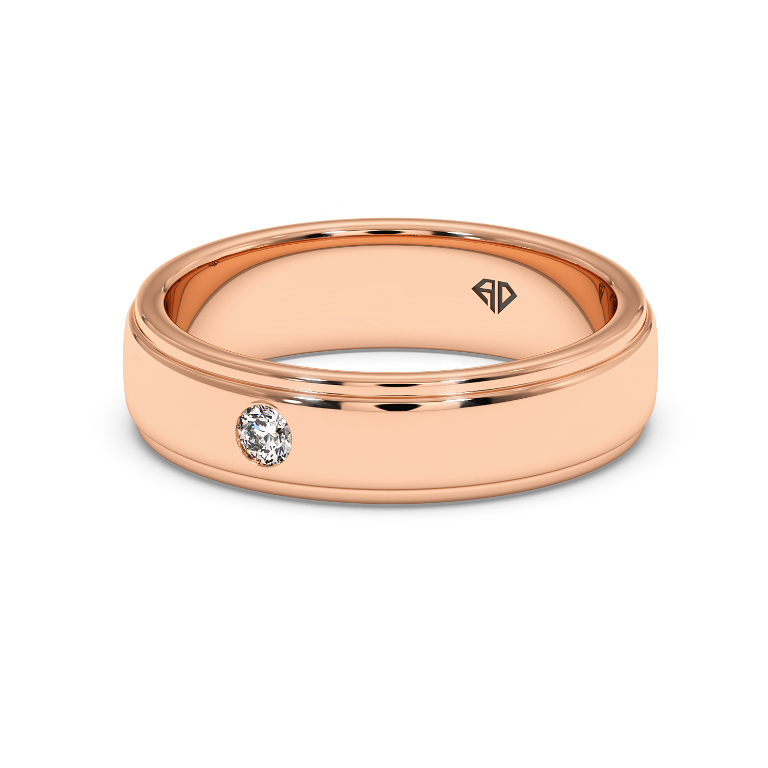 18K Rose Gold Diamond Wedding Band for Him