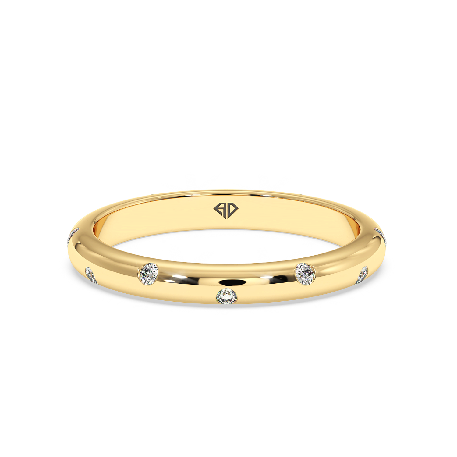 18K White Gold Bazel Diamond Wedding Band