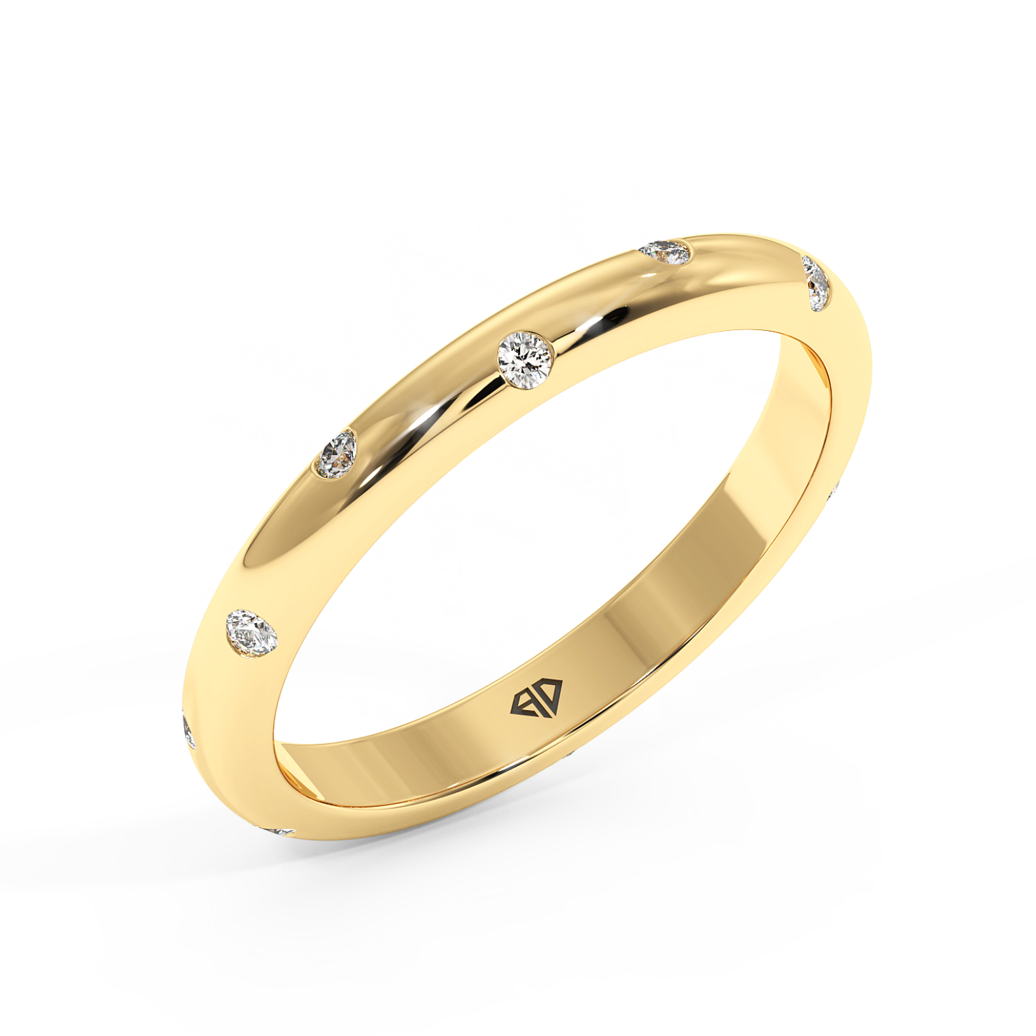 9K Yellow Gold Bazel Diamond Wedding Band