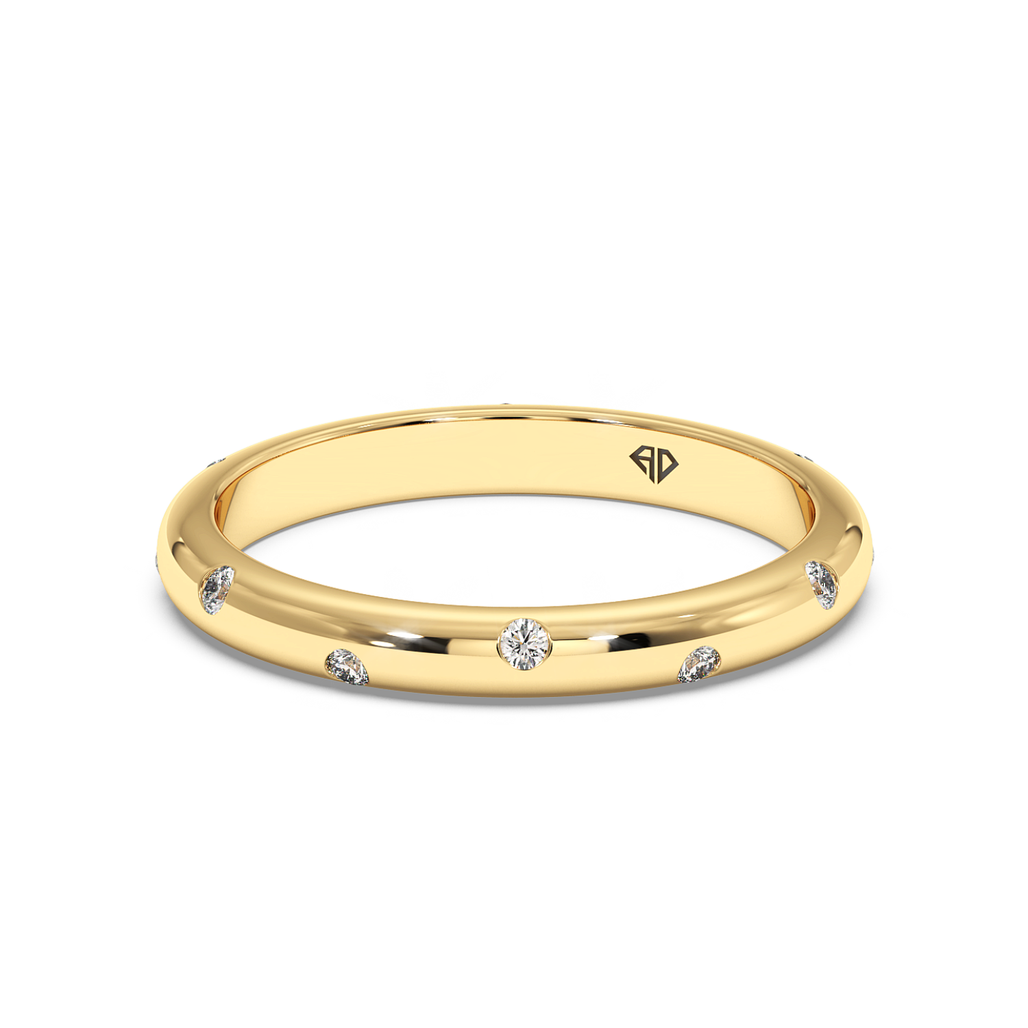 9K Yellow Gold Bazel Diamond Wedding Band