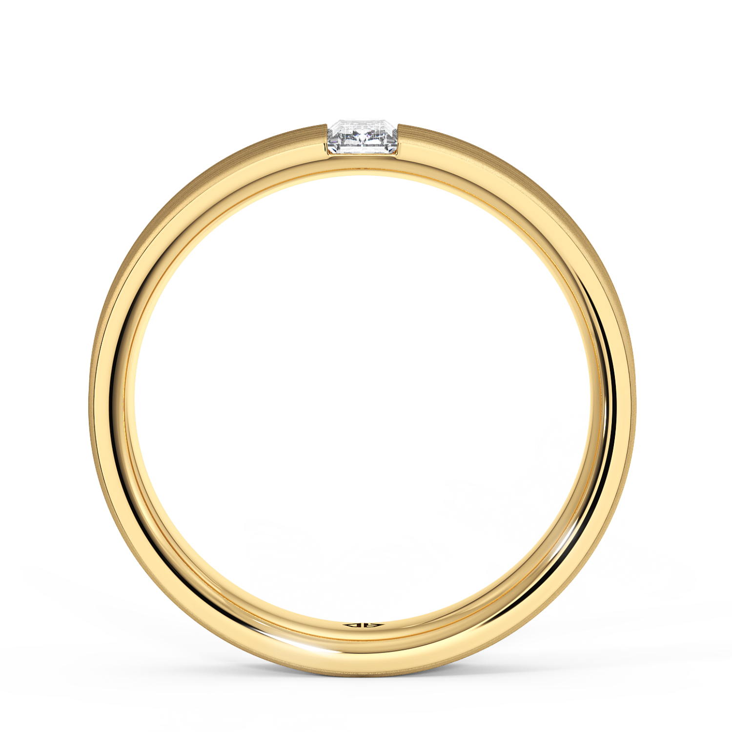 9K Yellow Gold Emerald Cut Men's Classic Diamond Wedding Band