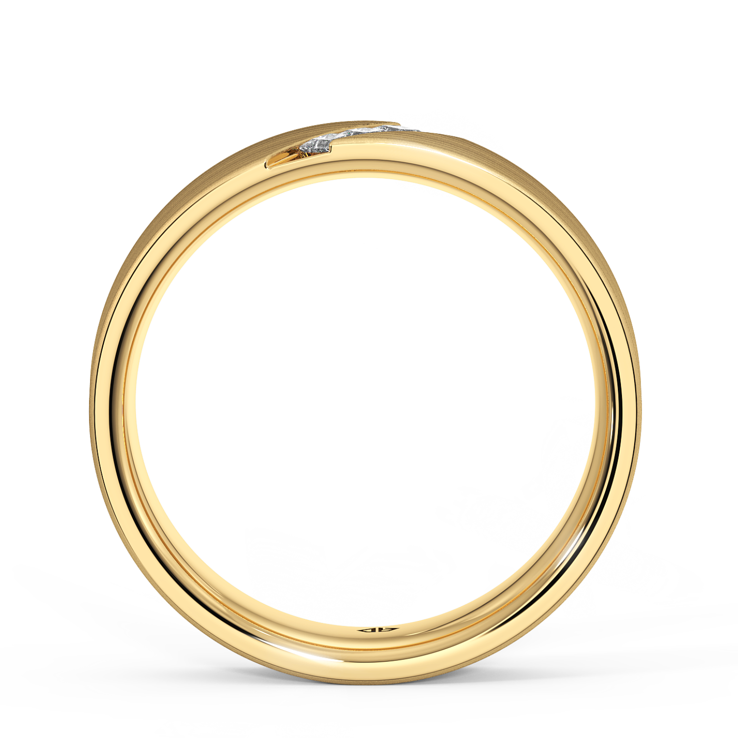 9K Yellow Gold Men's Diagonal Channel Diamond Wedding Band