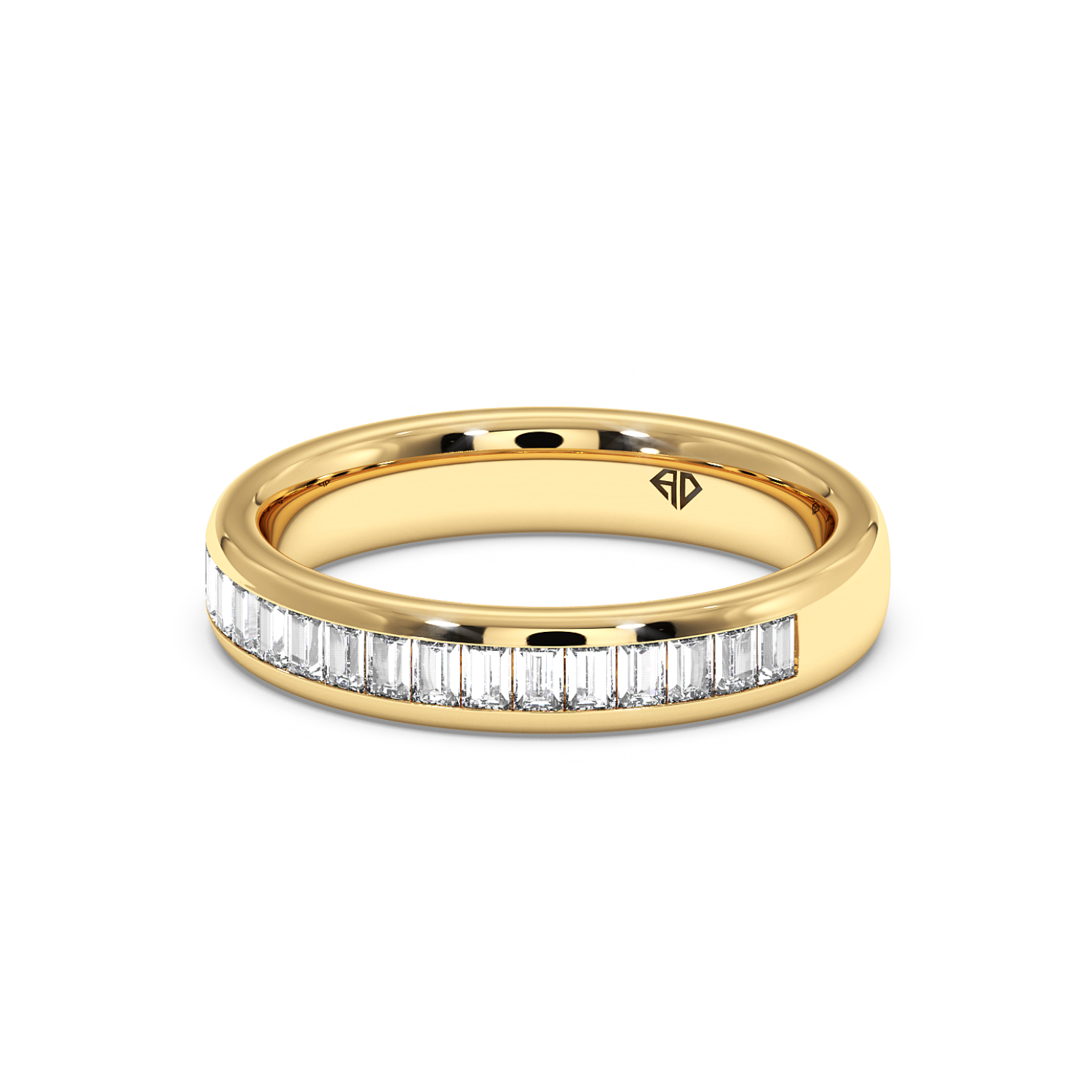18K Yellow Gold Baguatte Cut Diamond Wedding Band