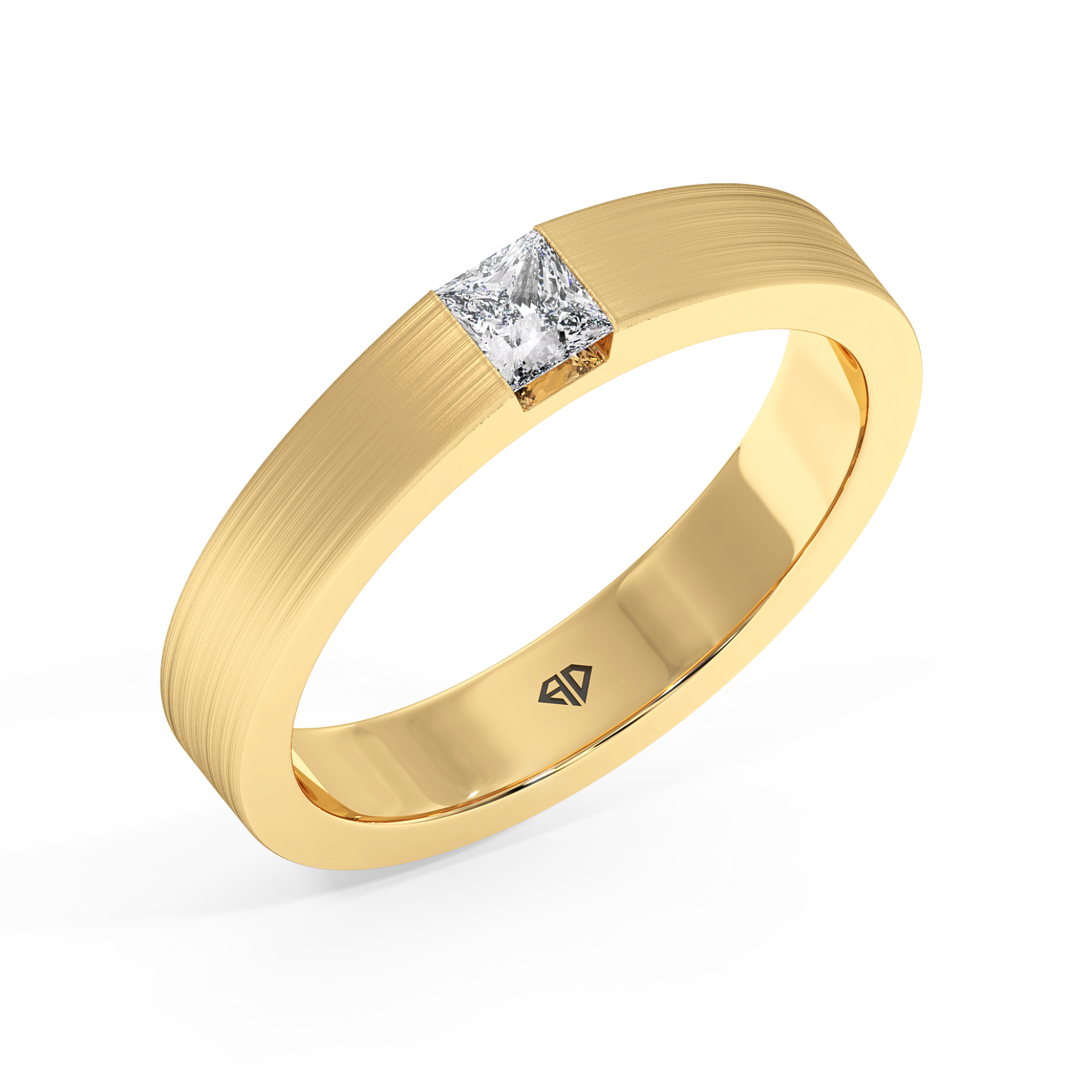 9K Yellow Gold Princess Cut Diamond Wedding Band