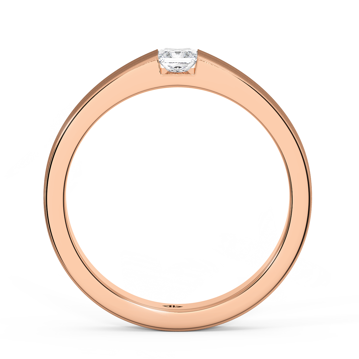 9K Rose Gold Princess Cut Diamond Wedding Band