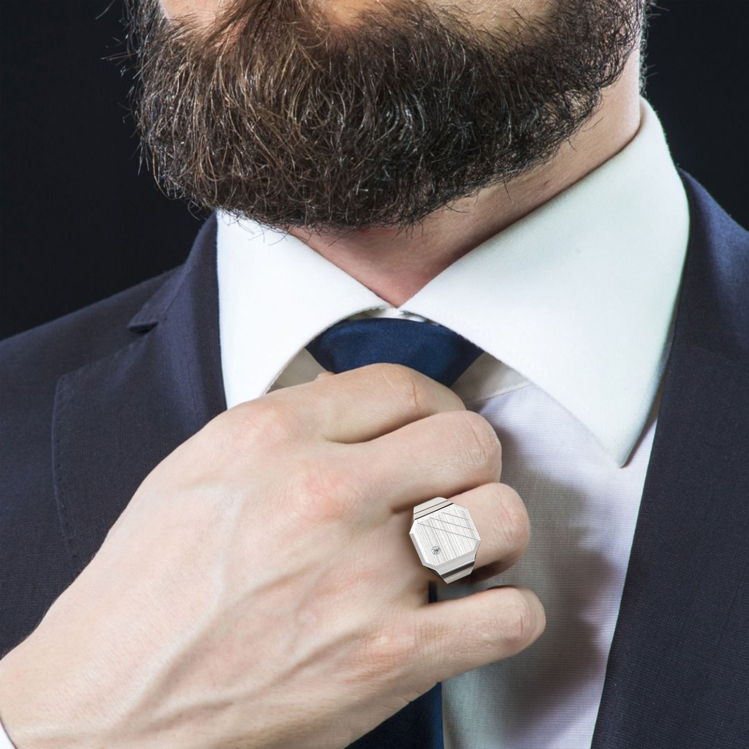 18K White Gold Signet Ring