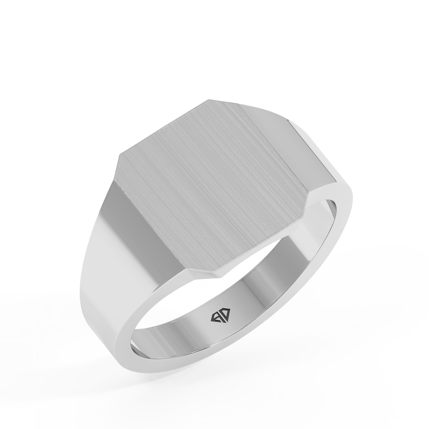 18K White Gold Square Shape Signet Ring