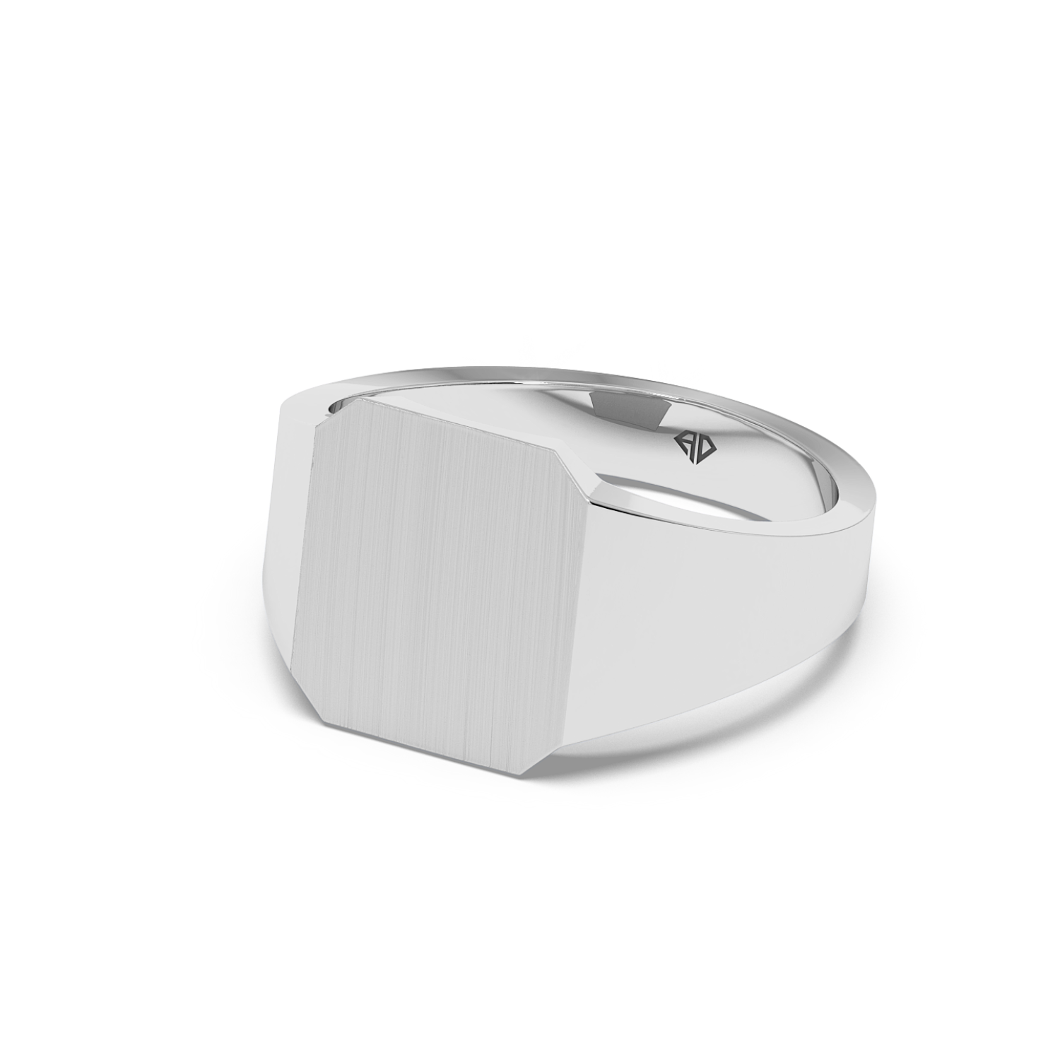 18K White Gold Square Shape Signet Ring