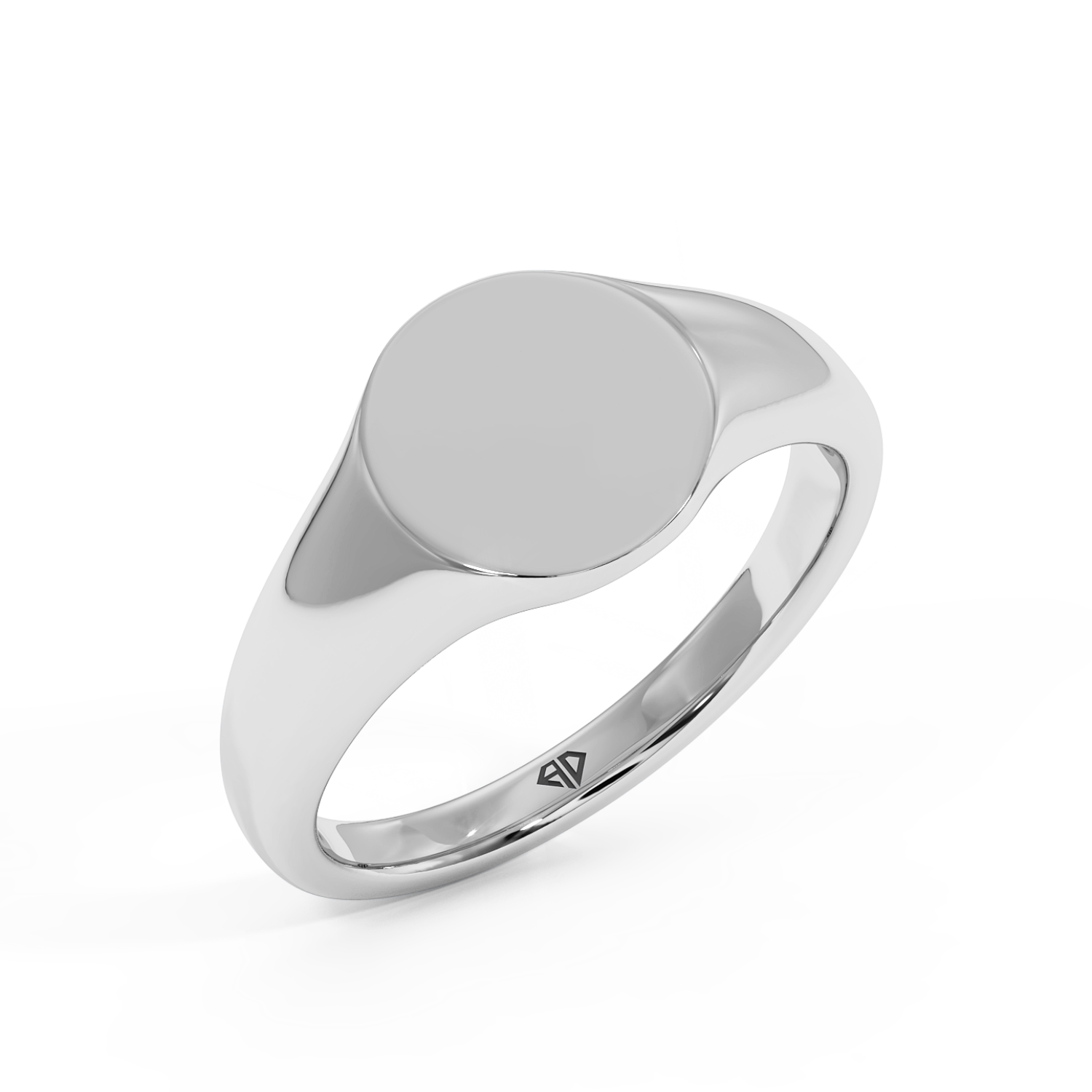 18K White Gold Oval Shape Signet Ring