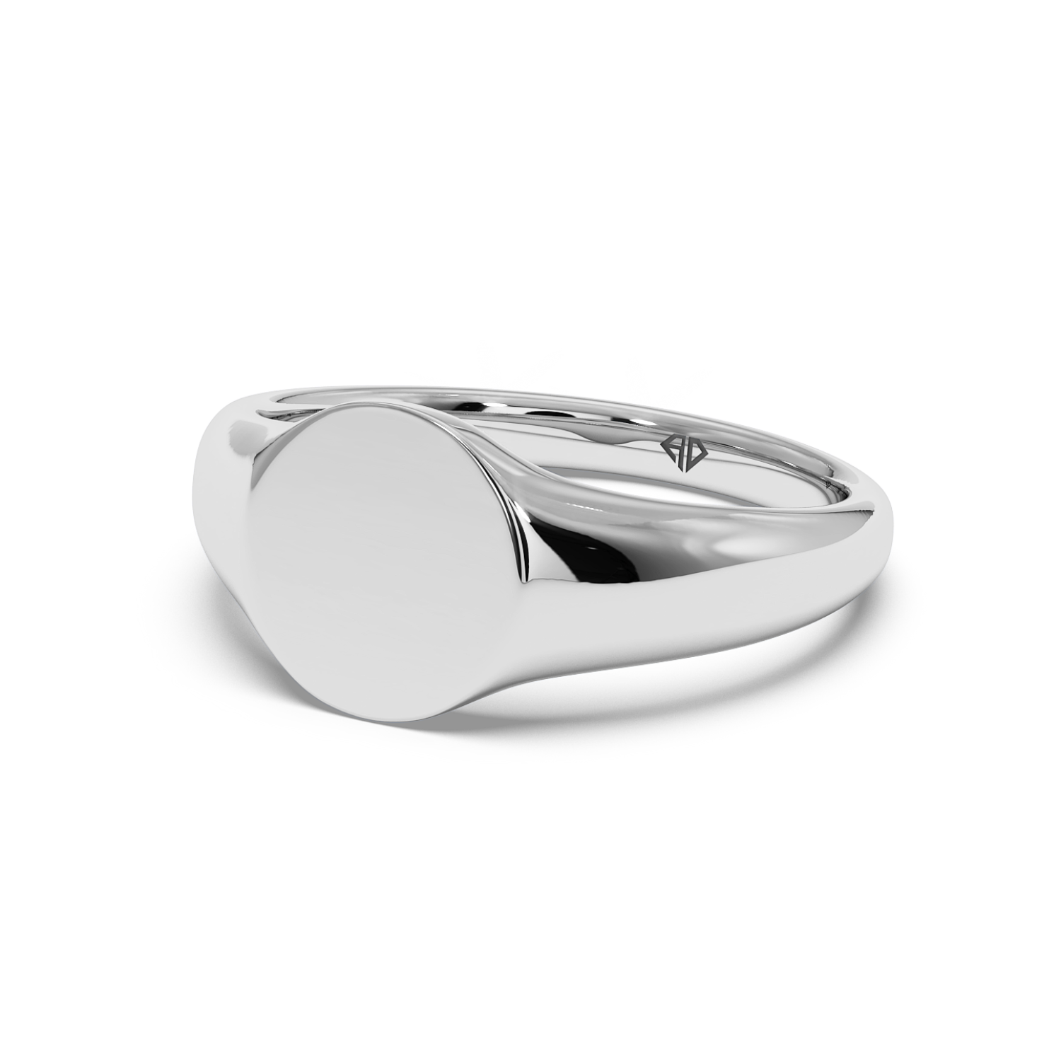 18K White Gold Oval Shape Signet Ring
