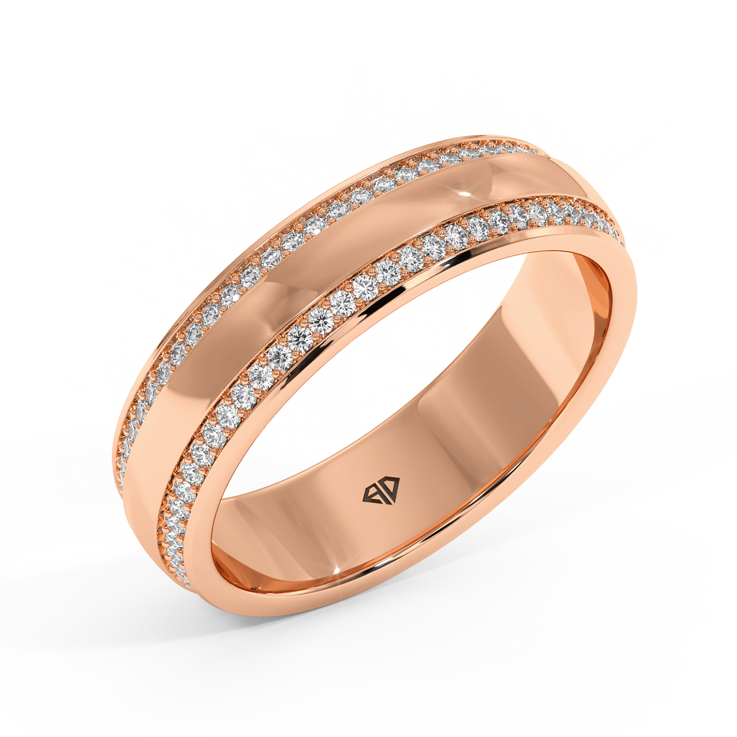 9K Rose Gold Hercules Diamond Wedding Band