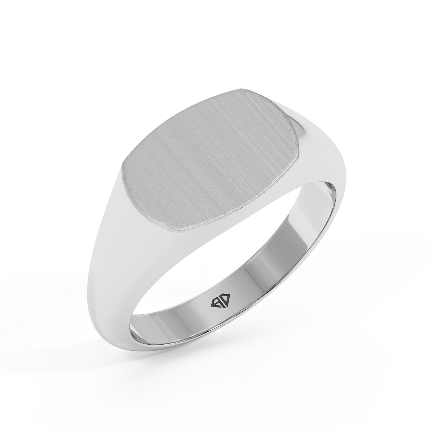 18K White Gold  Stackable Signet Ring for Mens