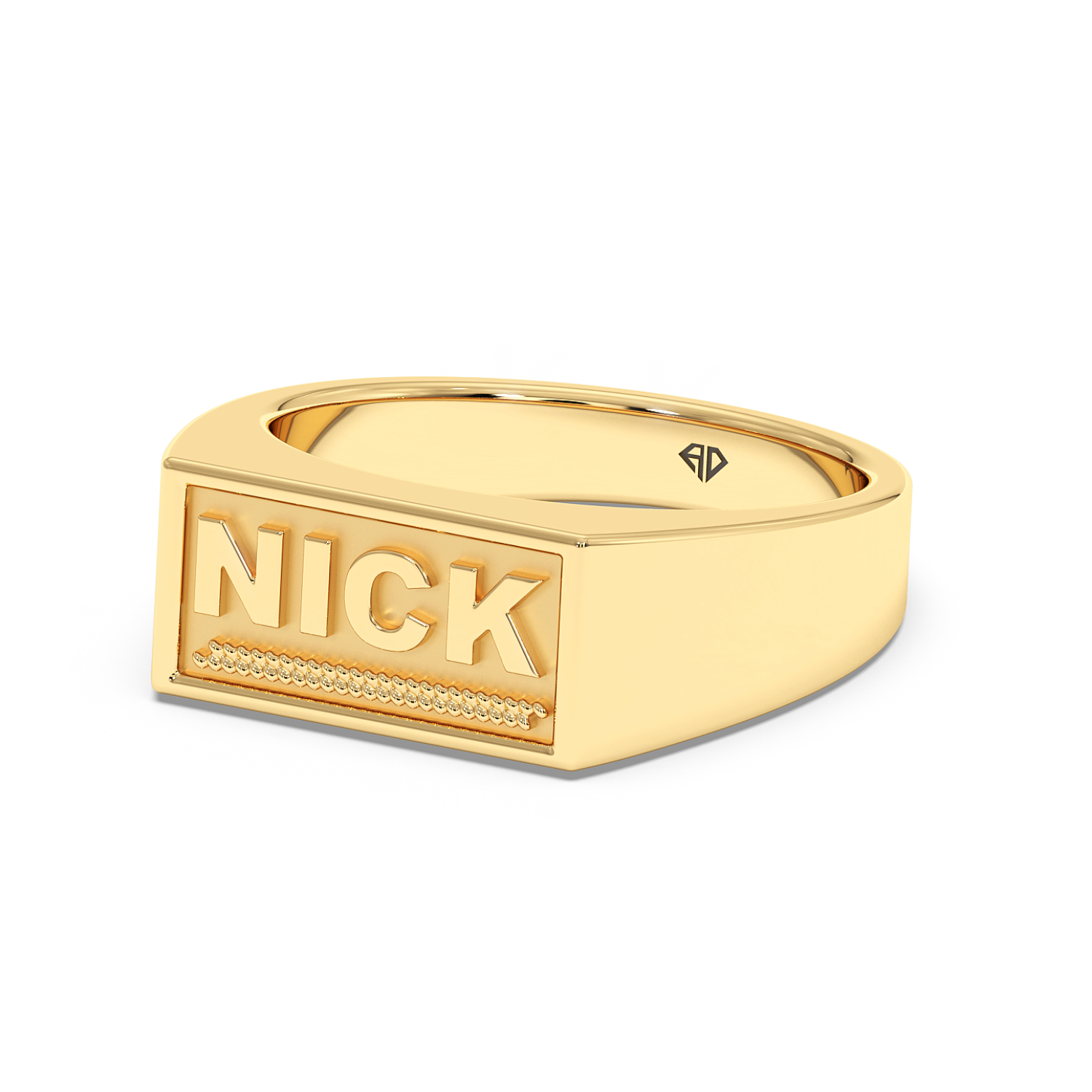 18K Yellow Gold Nick Engraved Signet Ring
