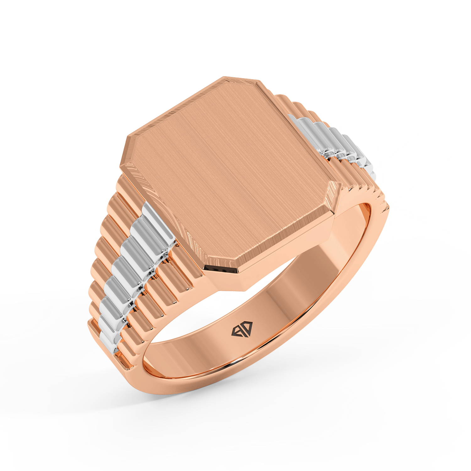 18K Rose Gold 2 Colour Signet Ring