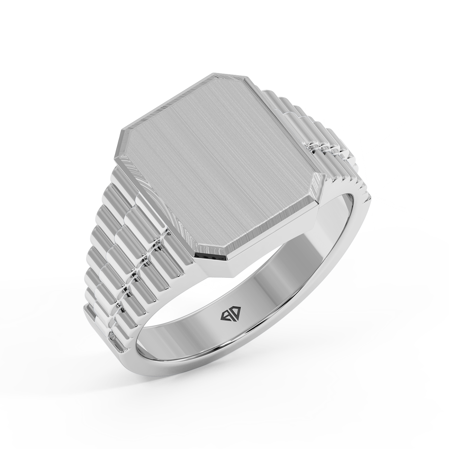 18K White Gold 2 Colour Signet Ring