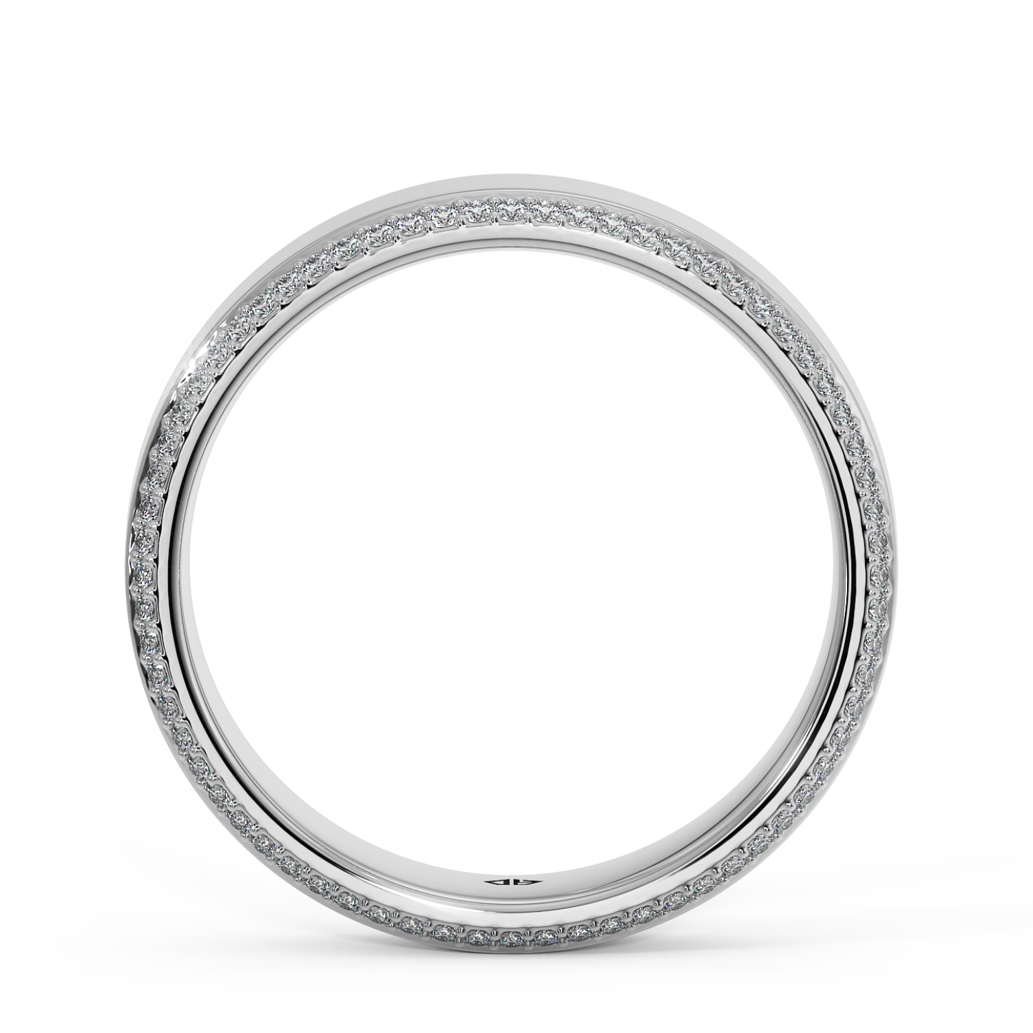 18K White Gold Men's 2 Row Pave Set Diamond Wedding Band