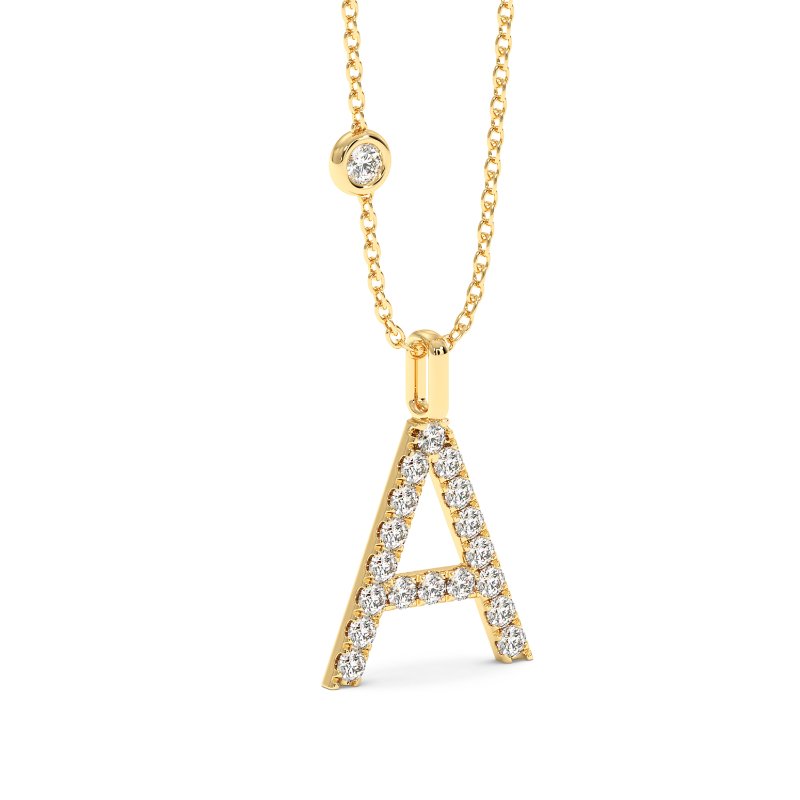 18K Yellow Gold Initial Pendant