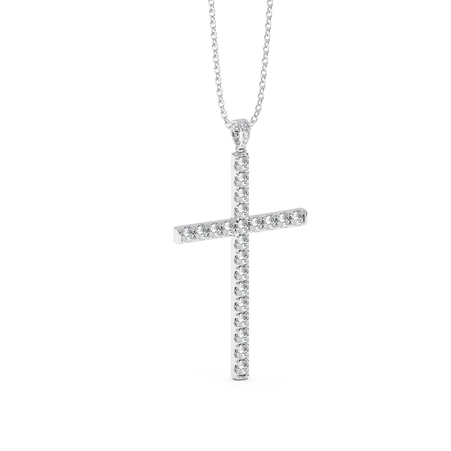 18K White Gold Cross Pendant