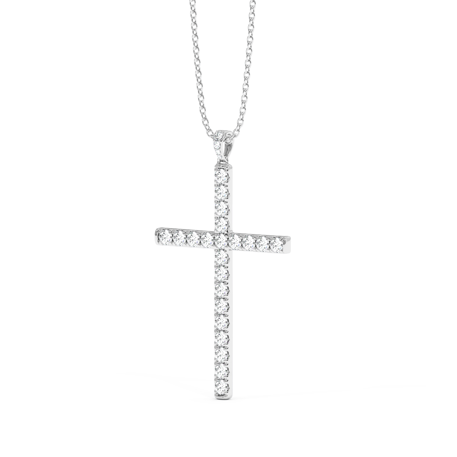 18K White Gold Cross Pendant