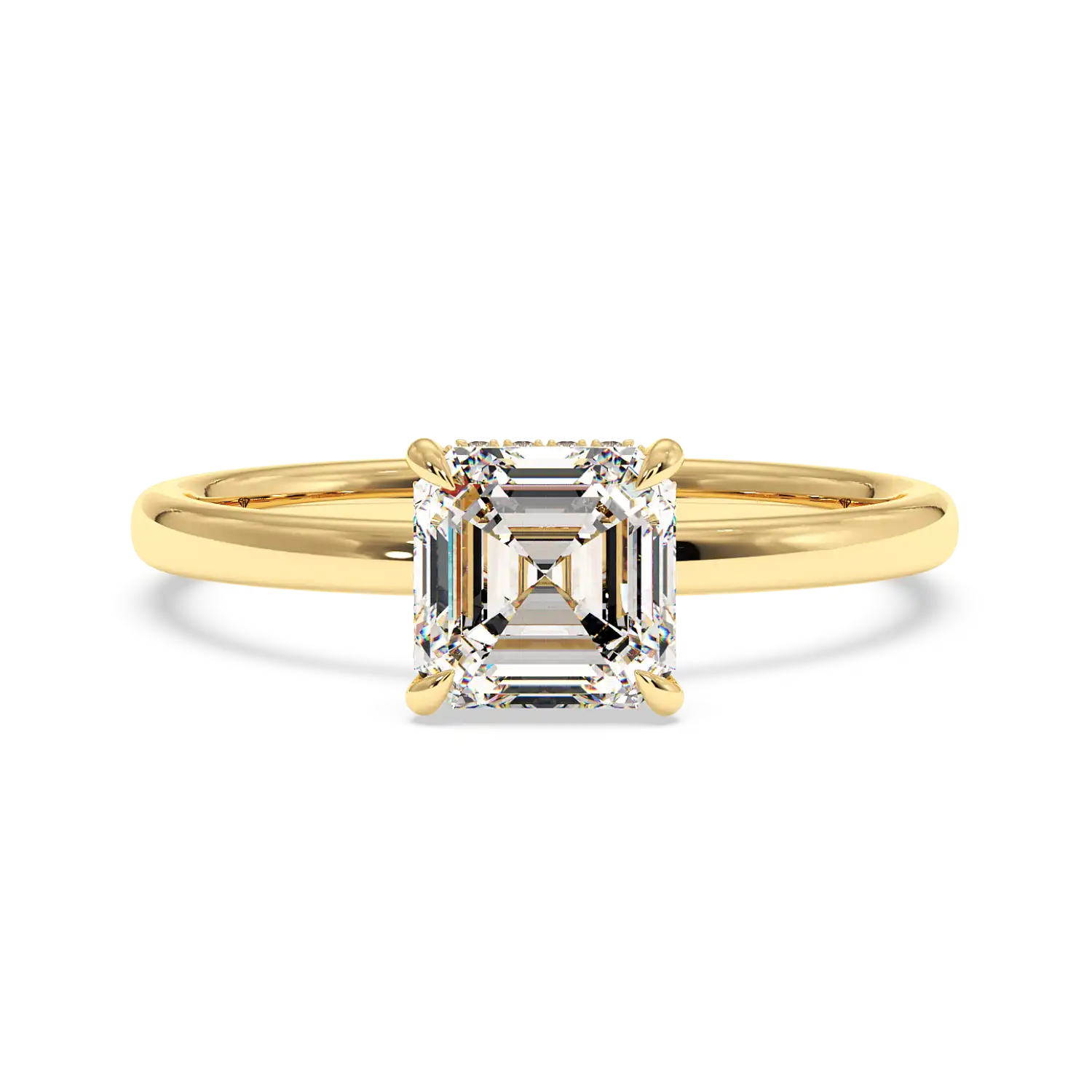 18K White Gold Angie Plain Shank Hidden Halo Engagement Ring